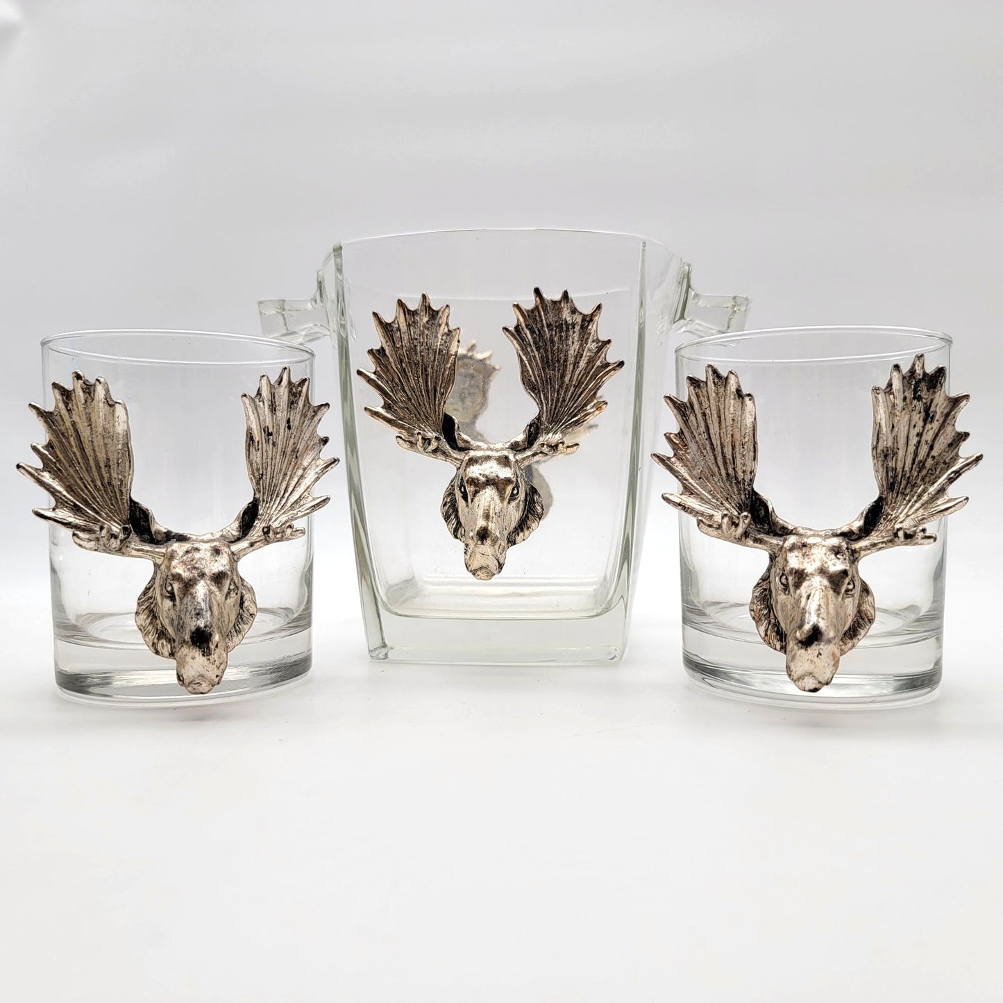 Arthur Court Sport and Game Animal Barware 6-Pcs. Set Ice Bucket & Double Old Fashioned Glasses