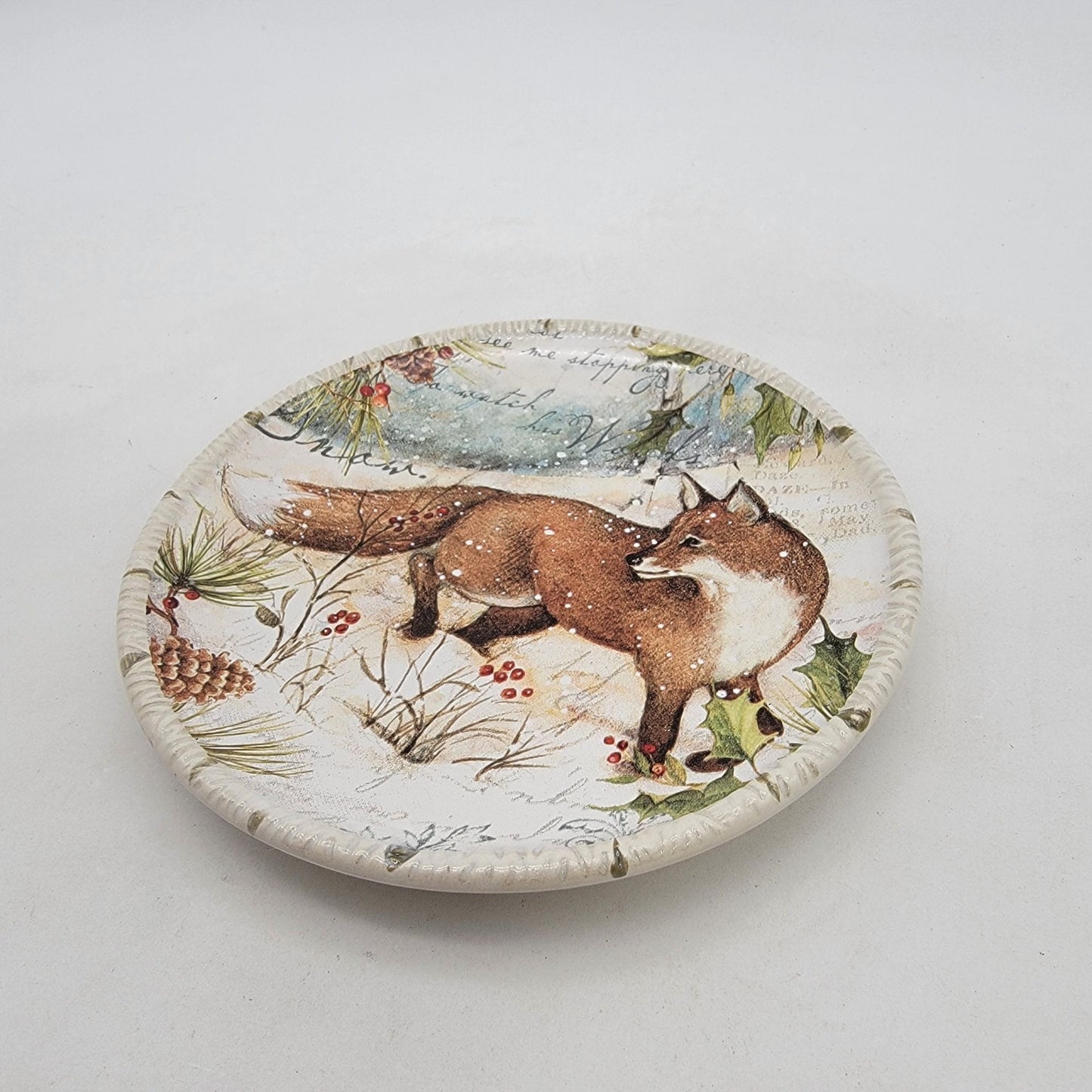 Certified International Fox Winter Scene Canape Plate