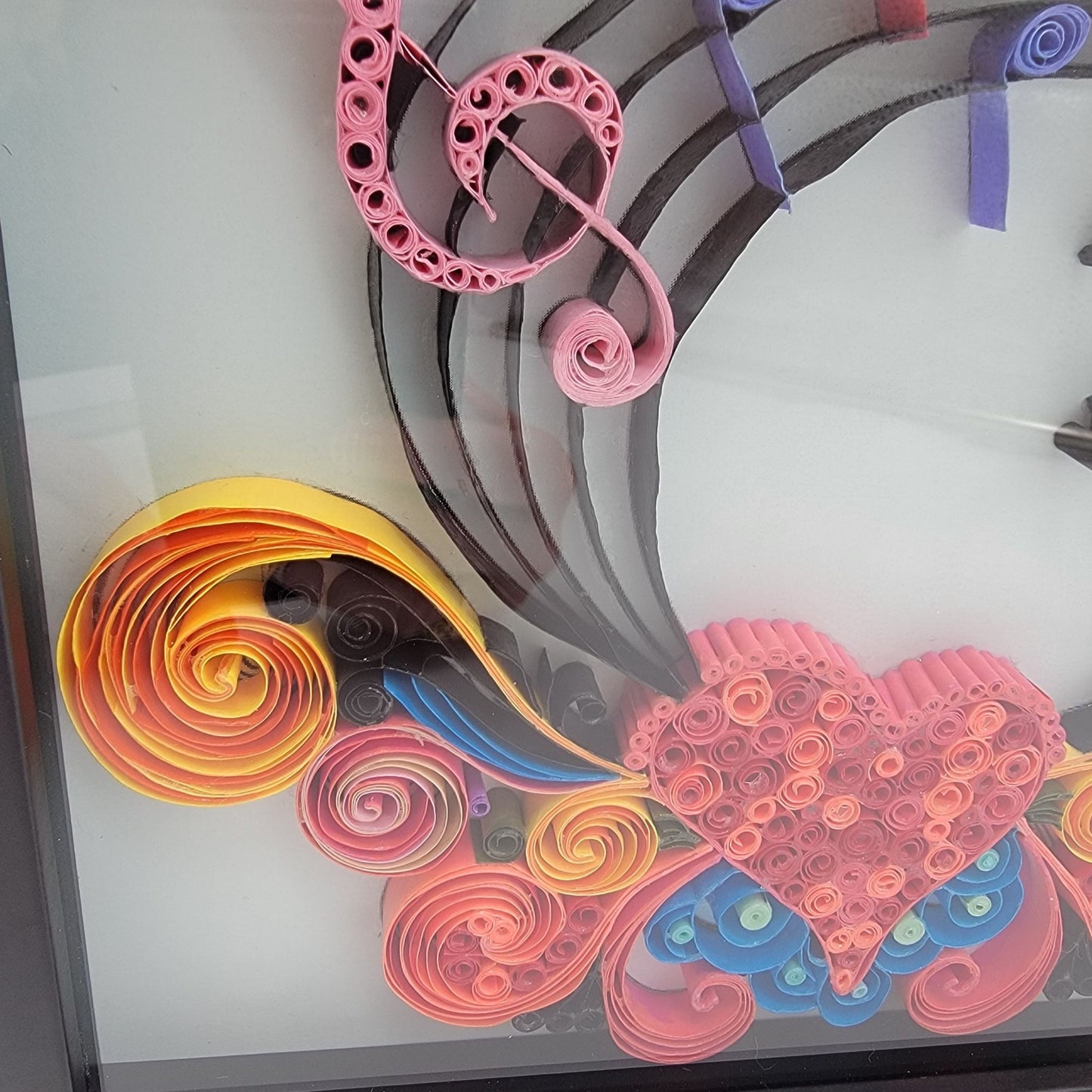 Colorful Paper Quilling Shadow Box Art Musical Heart