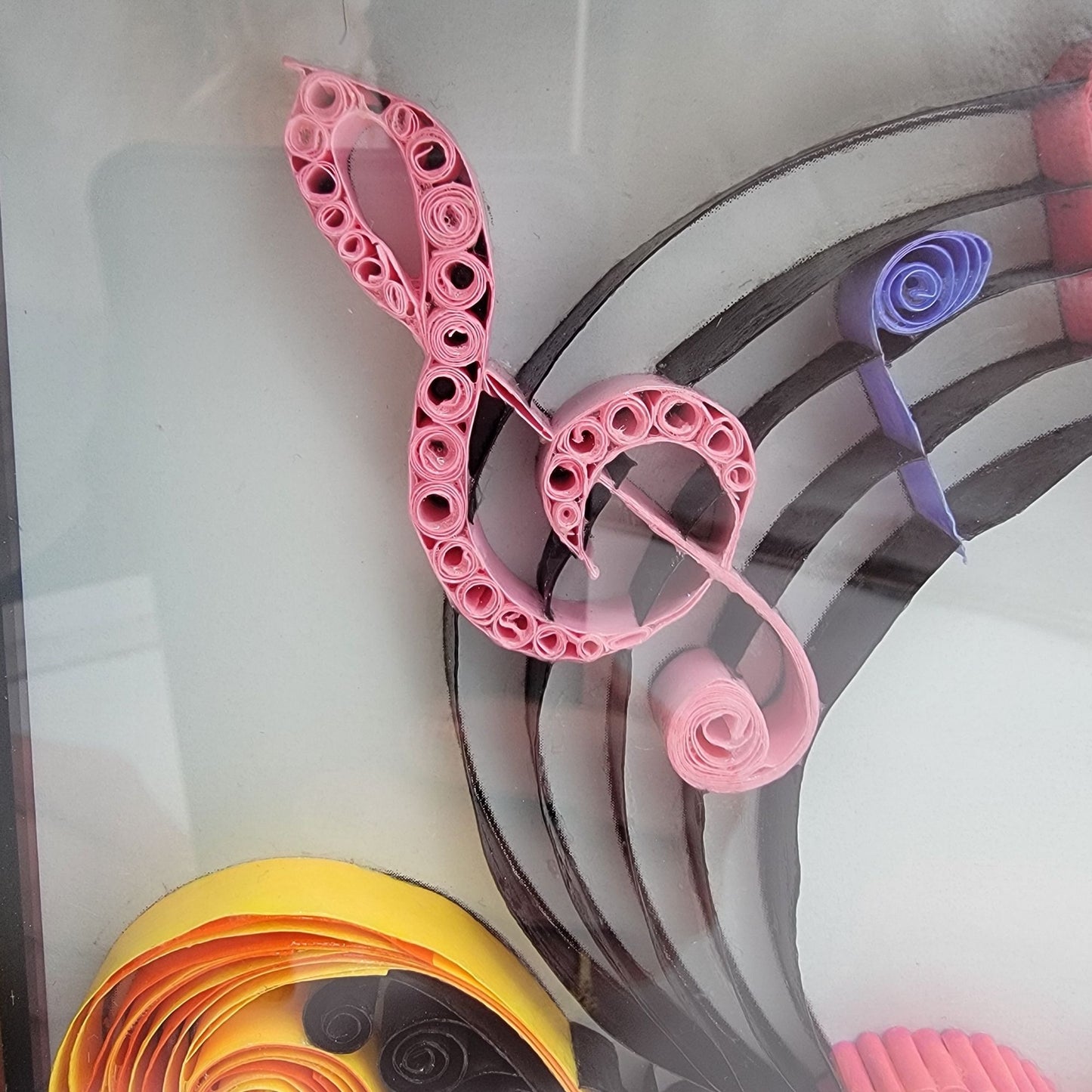Colorful Paper Quilling Shadow Box Art Musical Heart