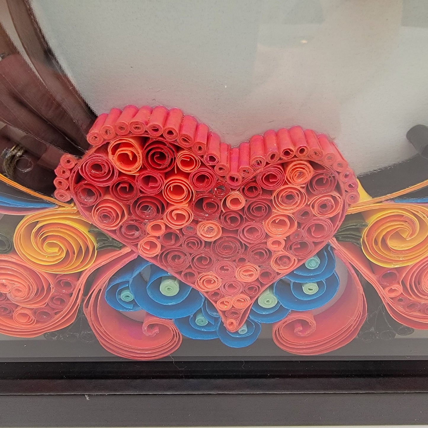 Colorful Paper Quilling Shadow Box Art Musical Heart