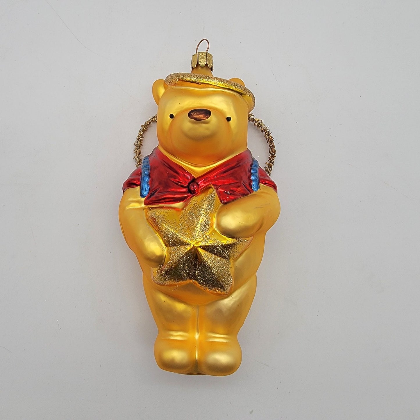 1998 Disney Classic Winnie The Pooh Glass Ornament Holding Star