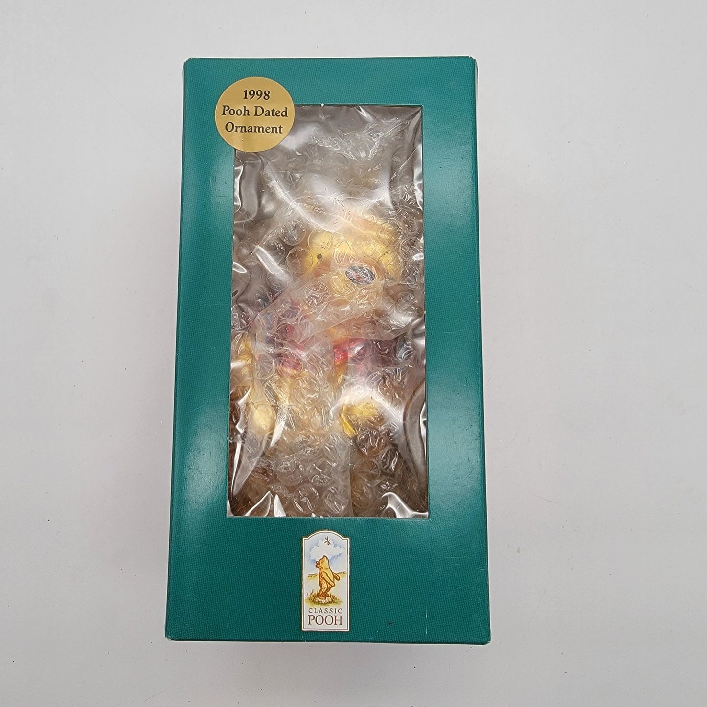 1998 Disney Classic Winnie The Pooh Glass Ornament Holding Star