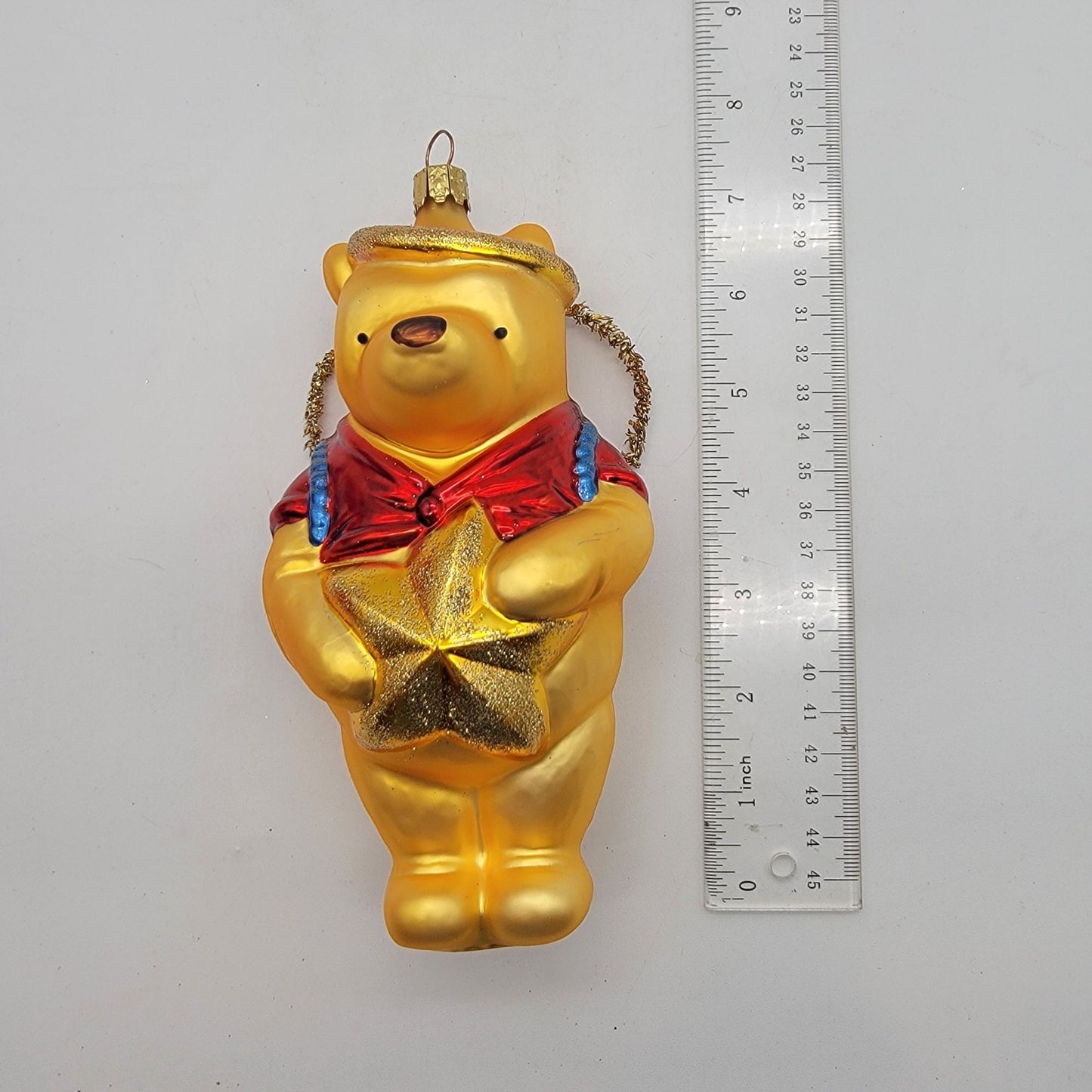 1998 Disney Classic Winnie The Pooh Glass Ornament Holding Star