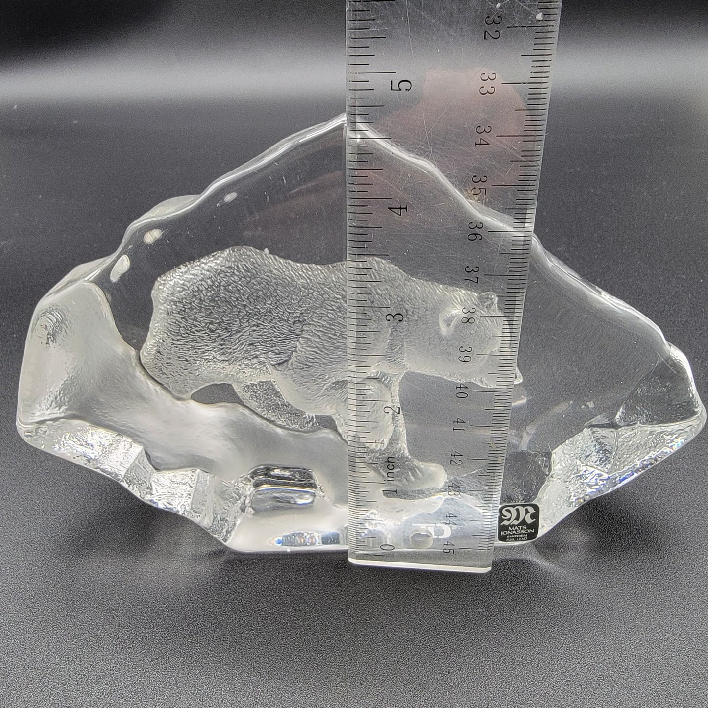 Mats Jonasson Crystal Grizzly Bear Paperweight Signed 3607