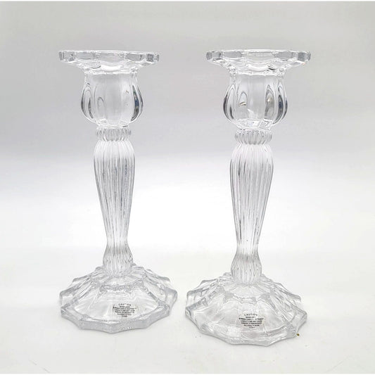 1990s Mikasa Audra Crystal Candlesticks Set Of 2