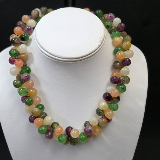Vintage Multi-Color Lucite Beaded Teardrop Necklace 17.5"