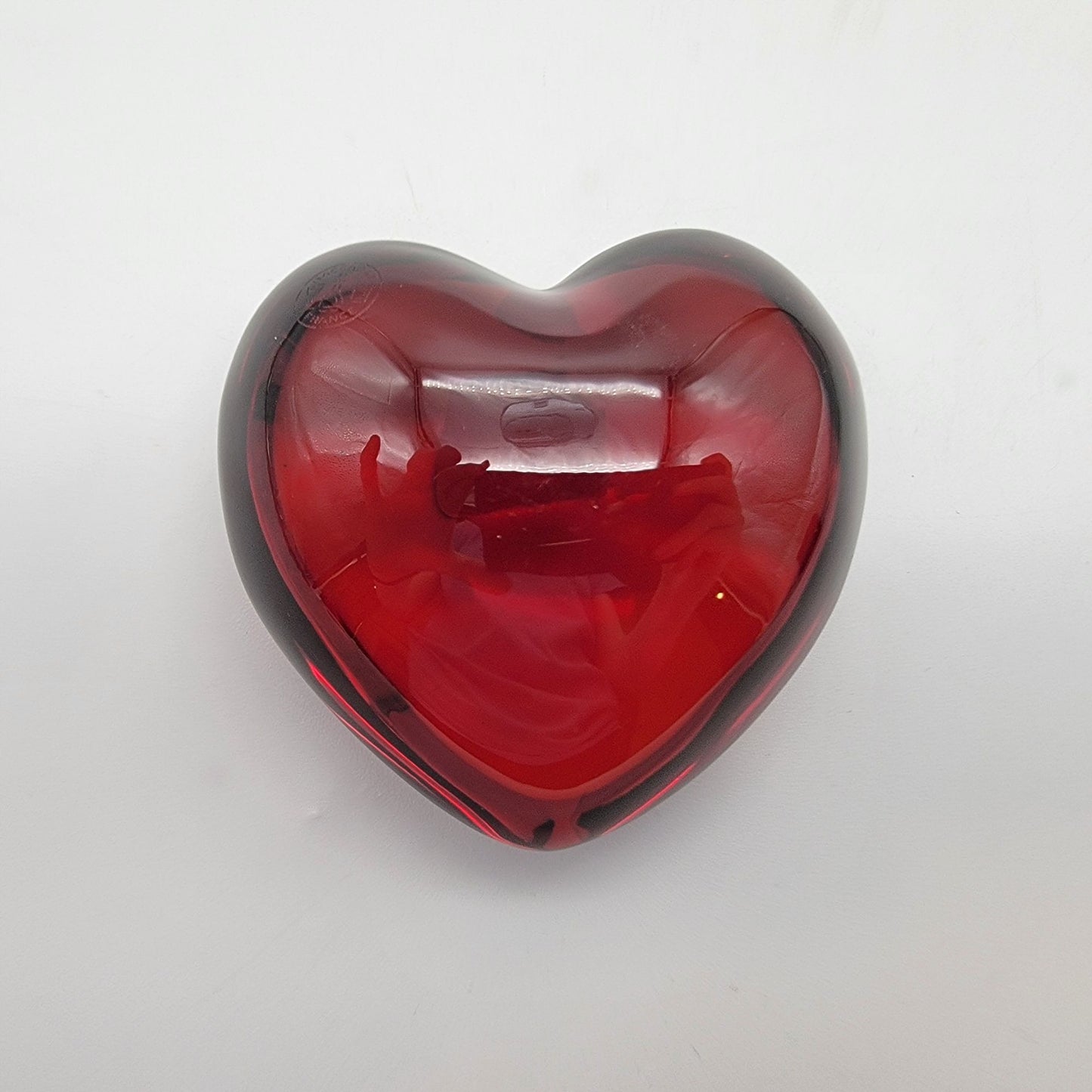 Baccarat Red Glass Puffed Heart Paperweight