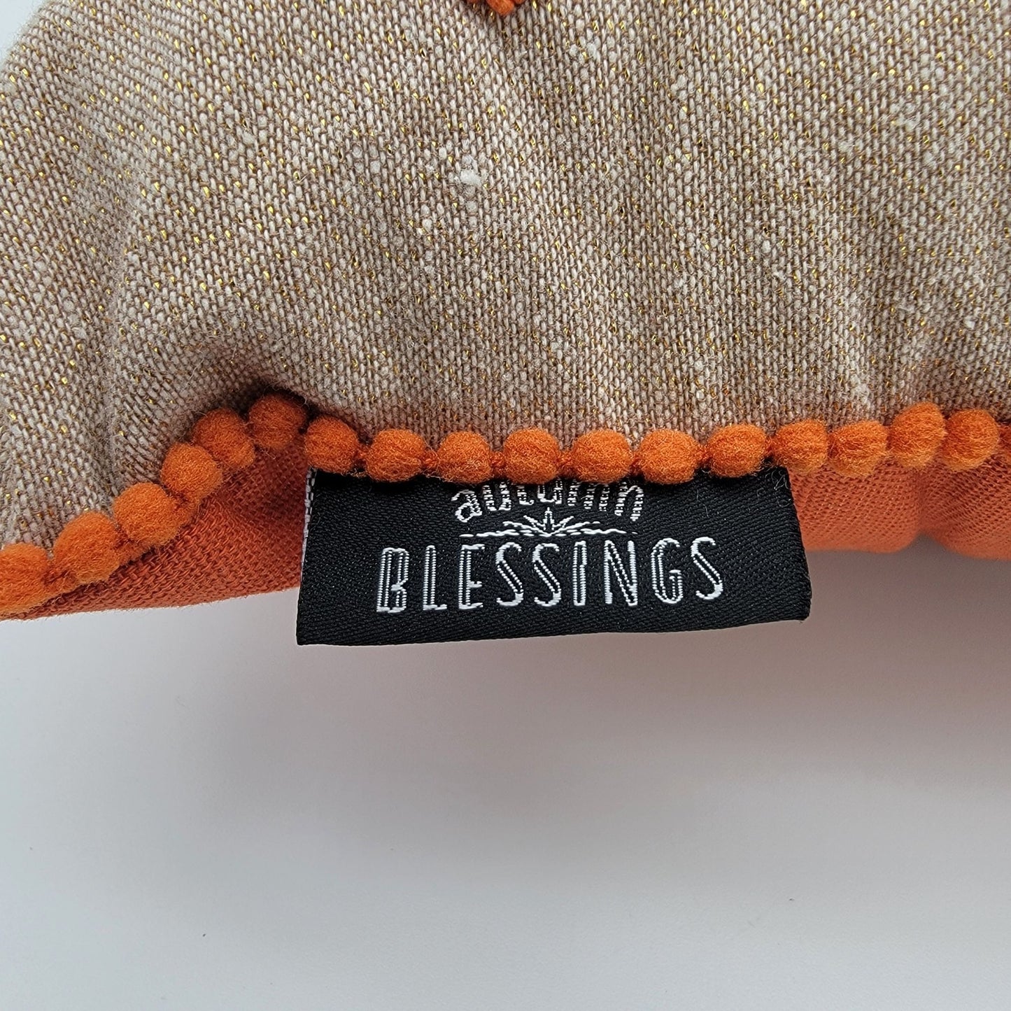 Autumn Blessings Beaded Embroidered Throw Pillow Pumpkin & Mushrooms