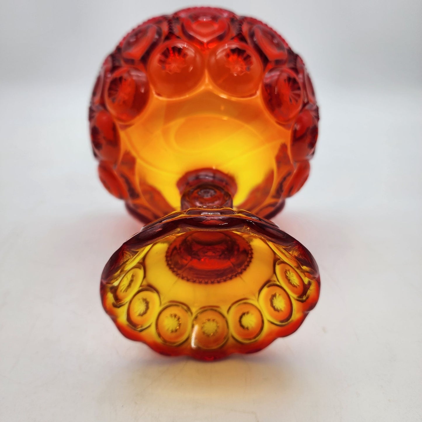 LE Smith Amberina Moon & Stars Glass Compote