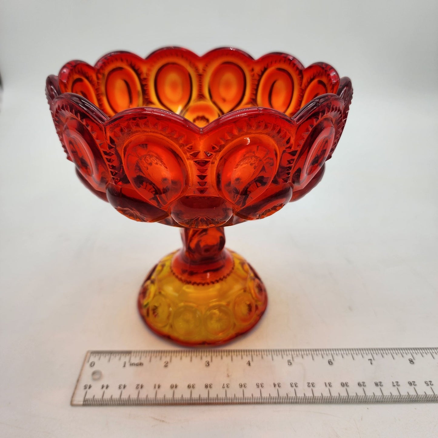 LE Smith Amberina Moon & Stars Glass Compote