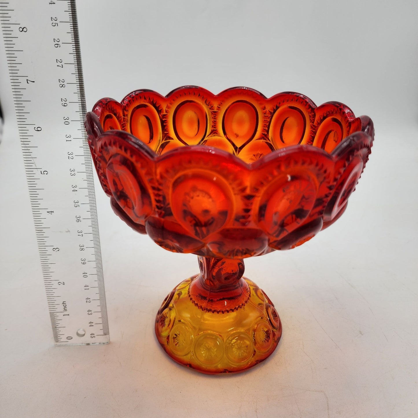 LE Smith Amberina Moon & Stars Glass Compote