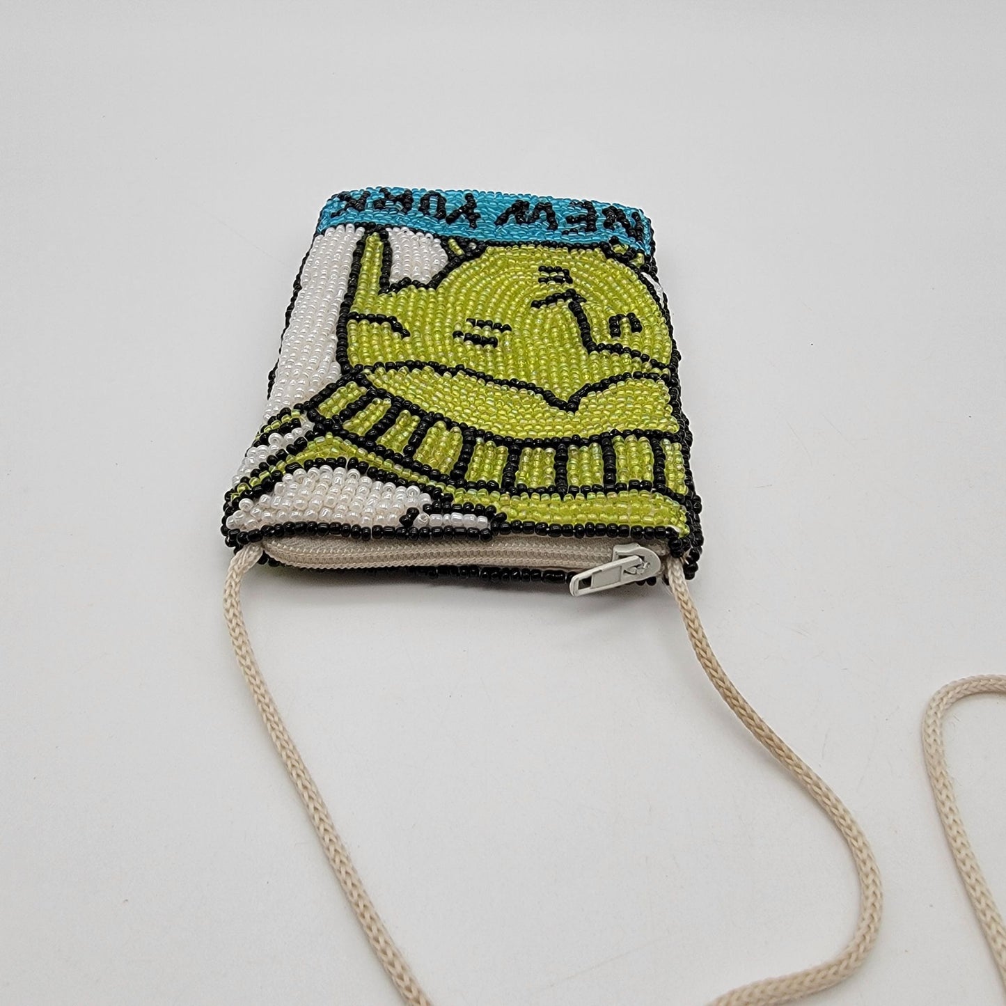 Beaded Lady Liberty New York Small Coin Purse Evening Bag With Strap