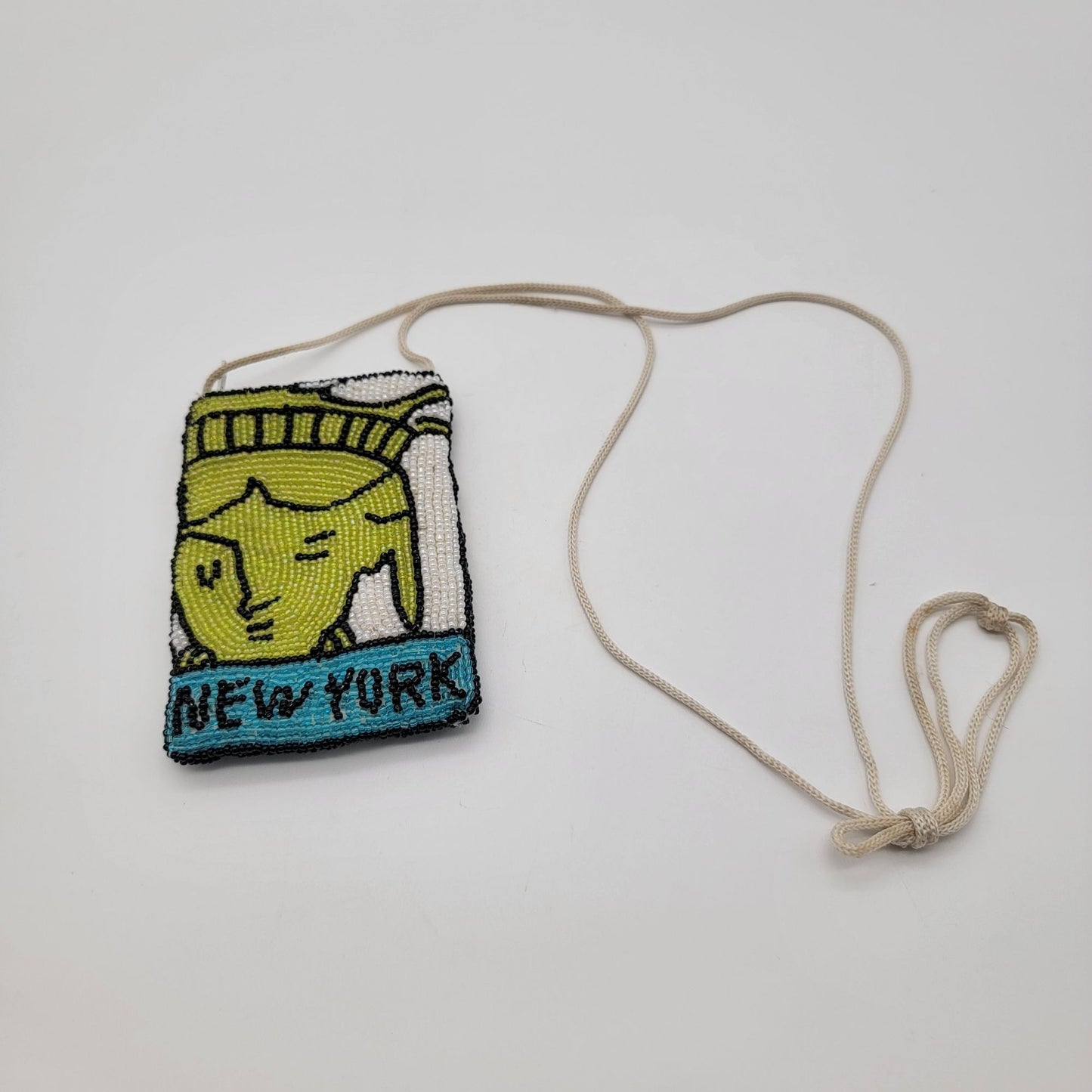 Beaded Lady Liberty New York Small Coin Purse Evening Bag With Strap