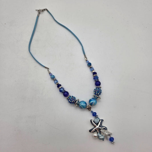 OOAK Handmade Beaded Starfish Cluster Pendant Necklace
