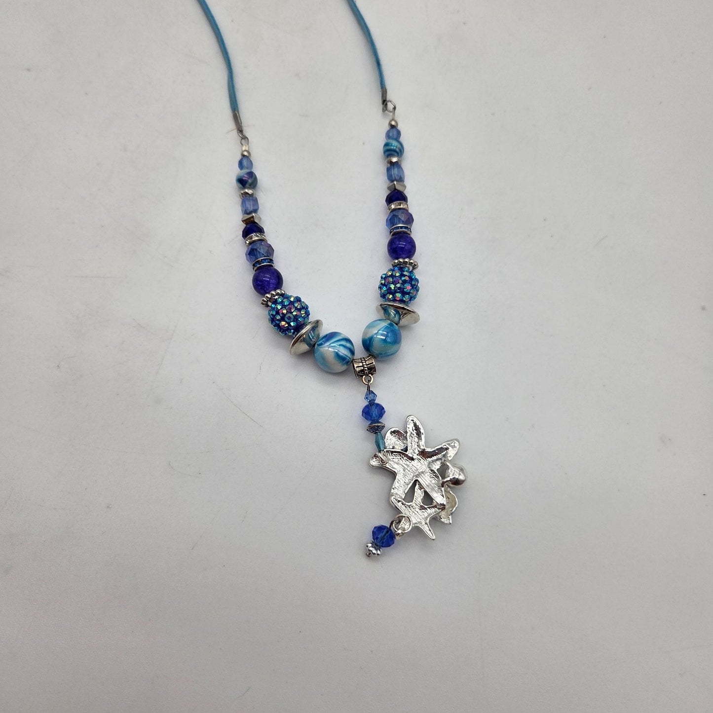 OOAK Handmade Beaded Starfish Cluster Pendant Necklace