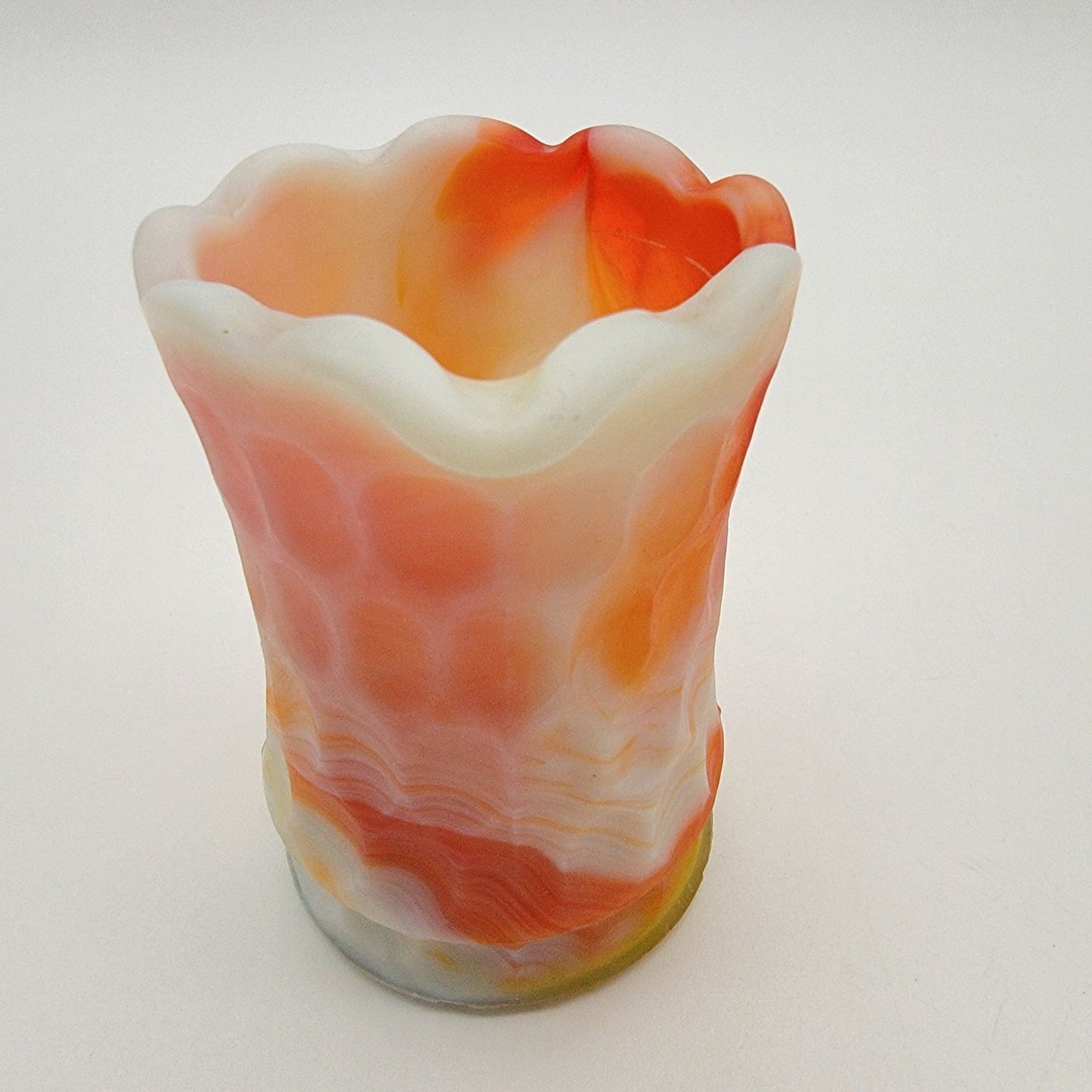 Vintage Kanawha Orange Slag Glass Miniature Pitcher Creamer Thumbprint