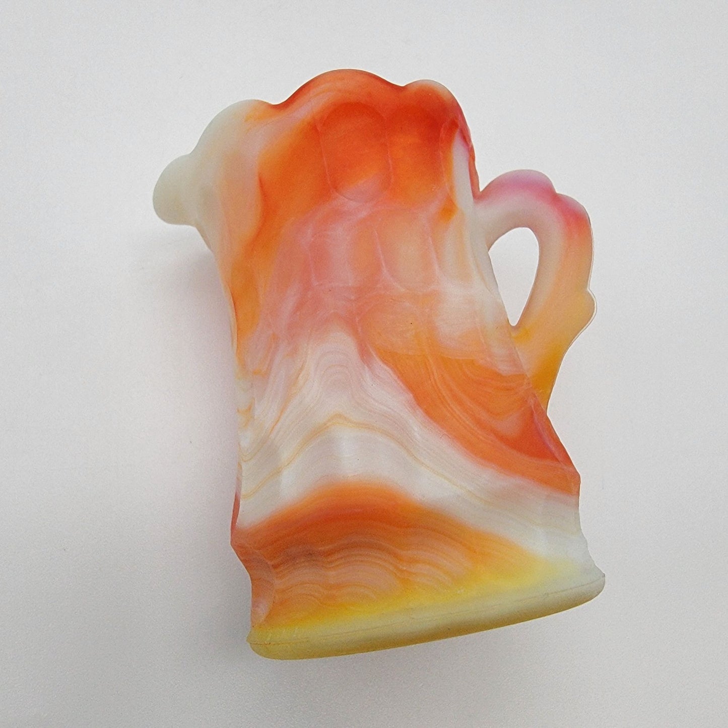 Vintage Kanawha Orange Slag Glass Miniature Pitcher Creamer Thumbprint
