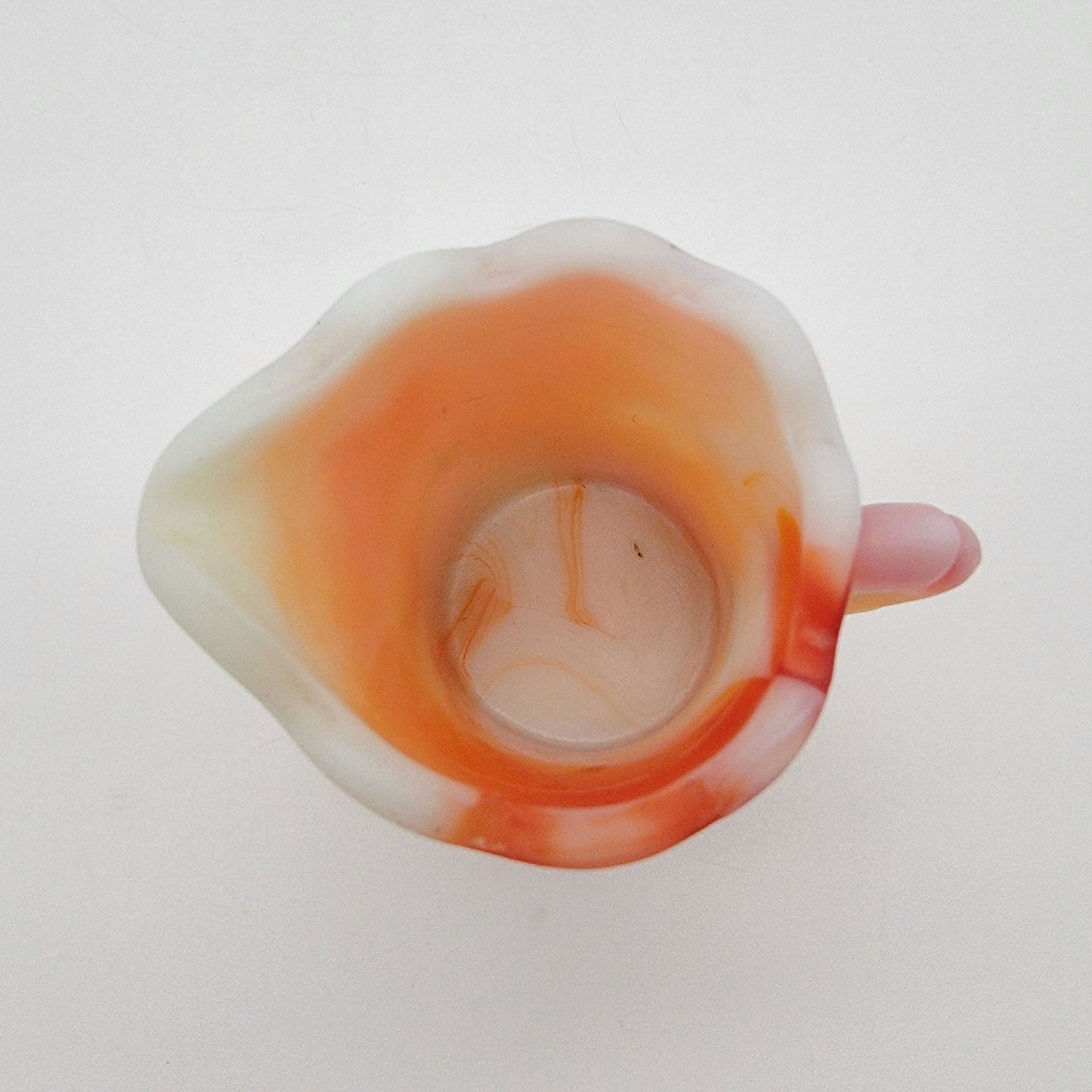 Vintage Kanawha Orange Slag Glass Miniature Pitcher Creamer Thumbprint