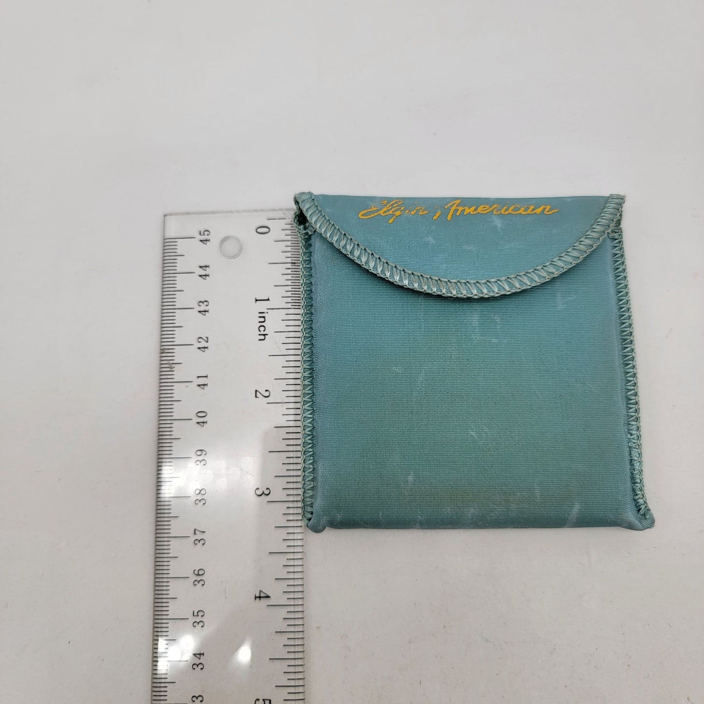 Vintage Elgin American Gold-Tone Square Powder Compact With Floral Design & Turquoise Case