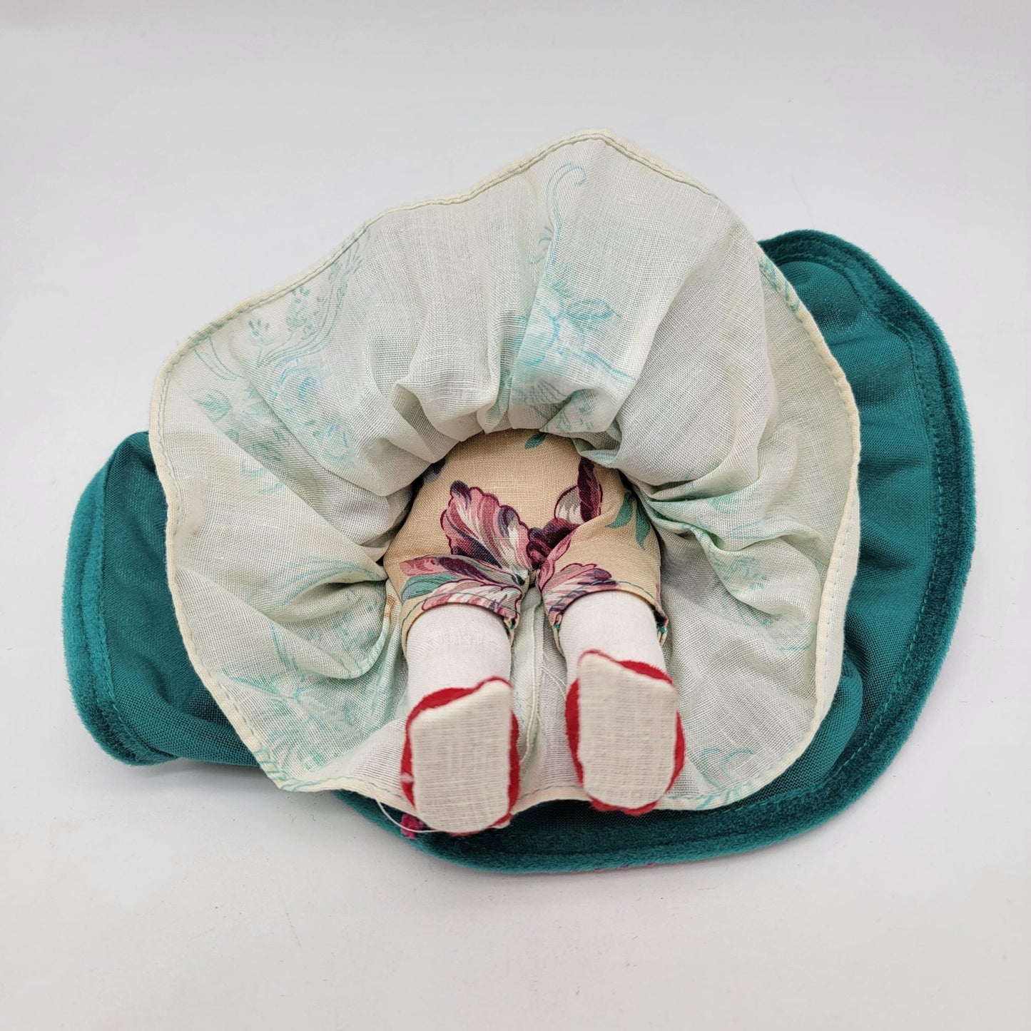 Vintage Navajo Dine Doll With Teal Velvet Dress