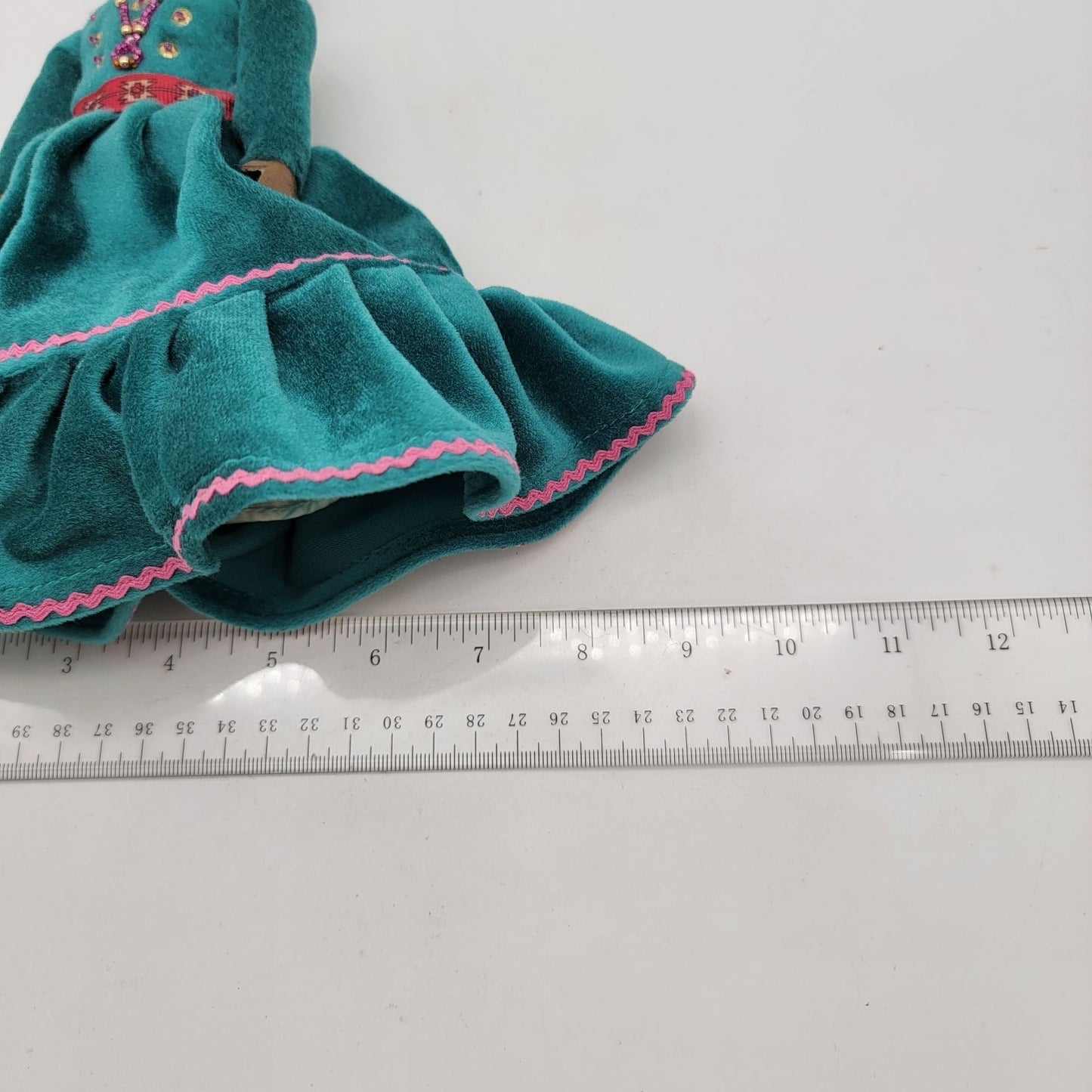 Vintage Navajo Dine Doll With Teal Velvet Dress