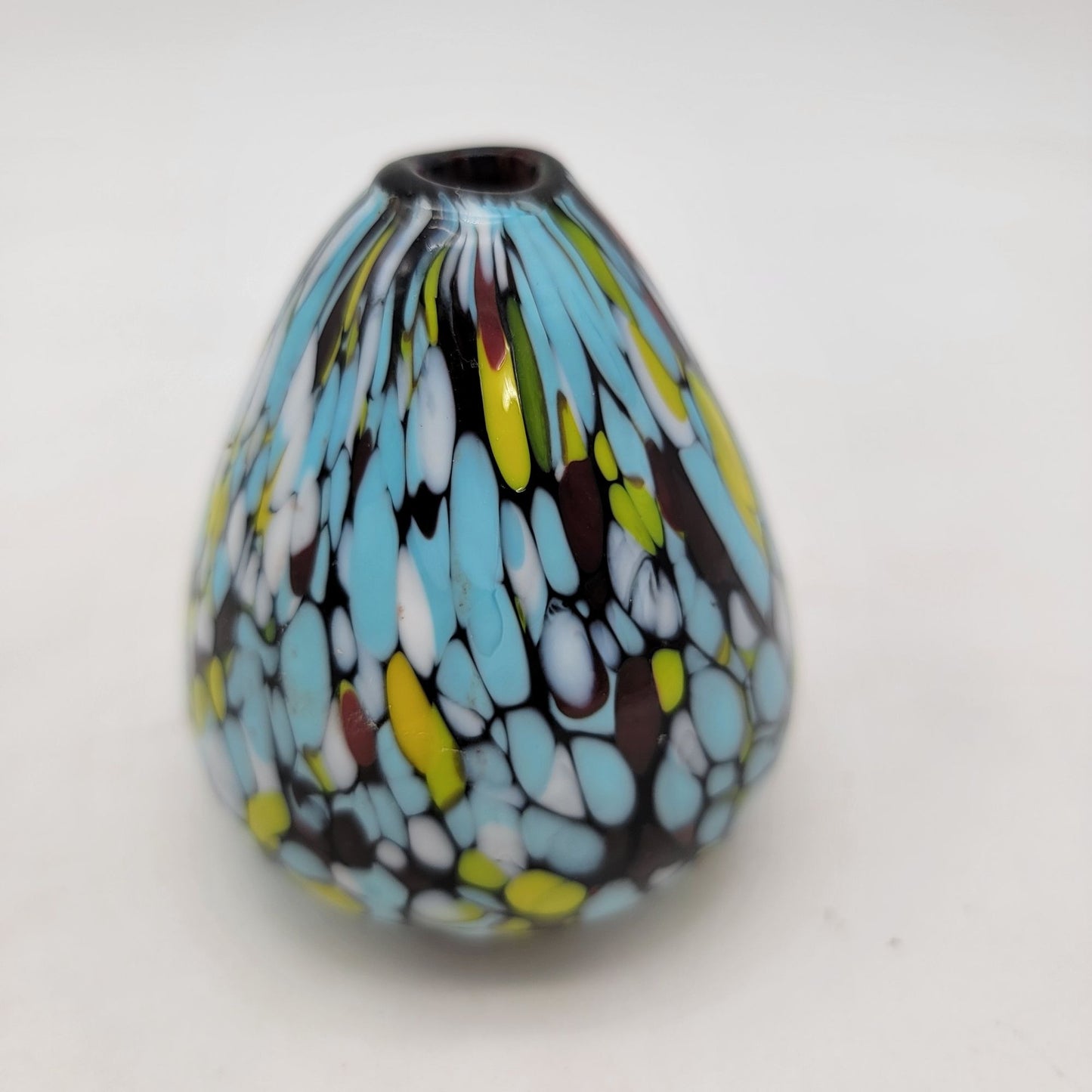 Handcrafted Pearlessence Multicolored Glass Bud Vase With Abstract Pattern