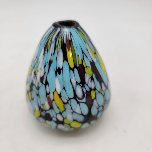 Handcrafted Pearlessence Multicolored Glass Bud Vase With Abstract Pattern