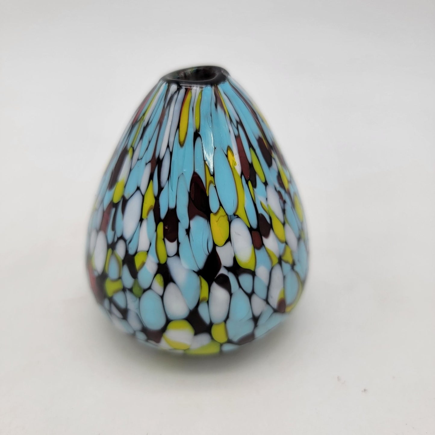 Handcrafted Pearlessence Multicolored Glass Bud Vase With Abstract Pattern