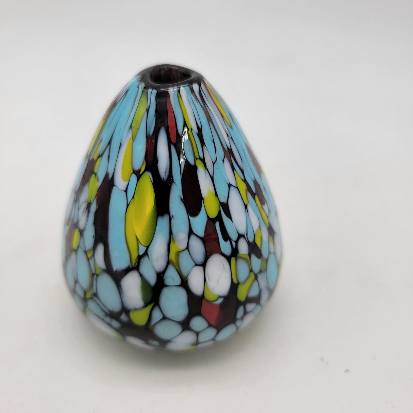 Handcrafted Pearlessence Multicolored Glass Bud Vase With Abstract Pattern