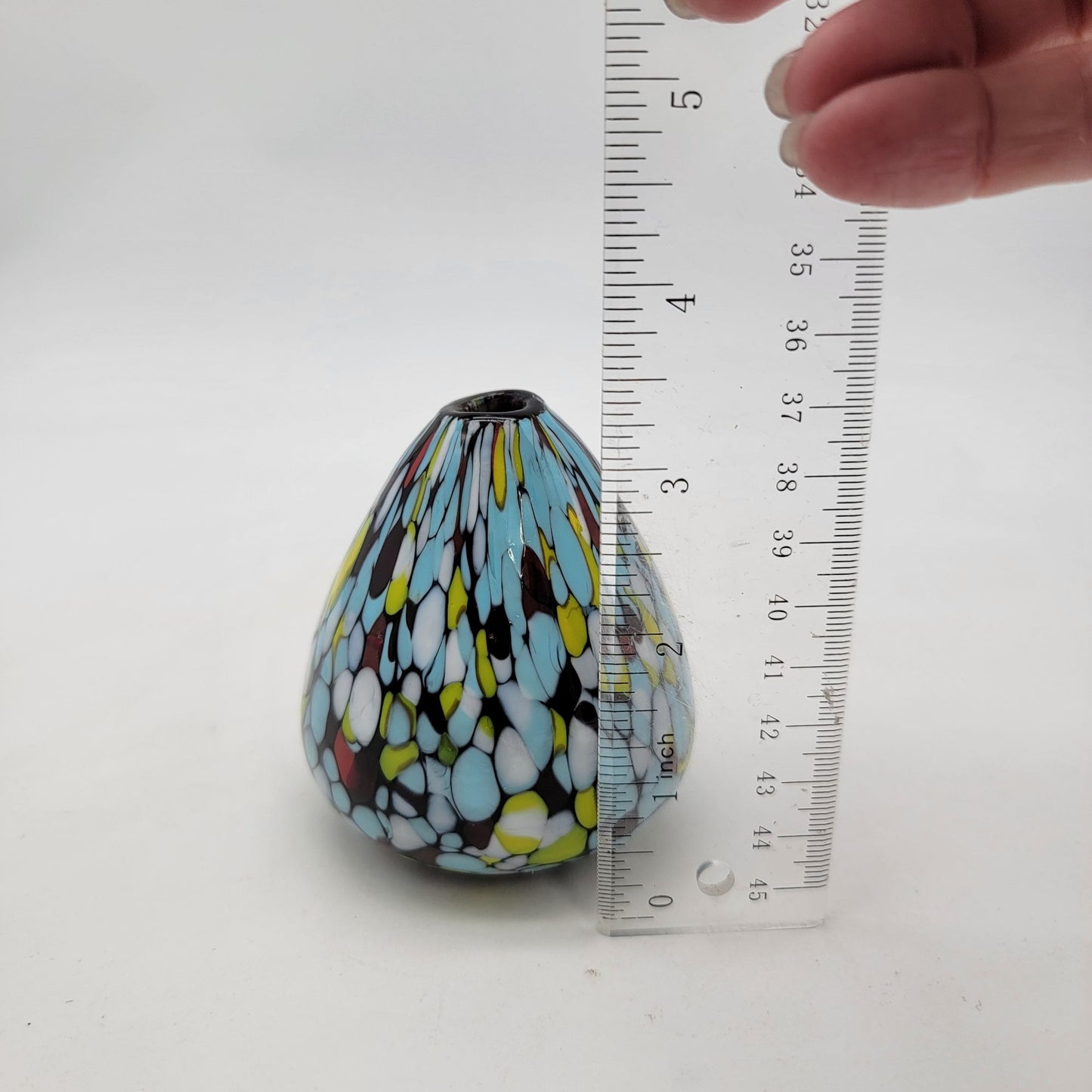 Handcrafted Pearlessence Multicolored Glass Bud Vase With Abstract Pattern