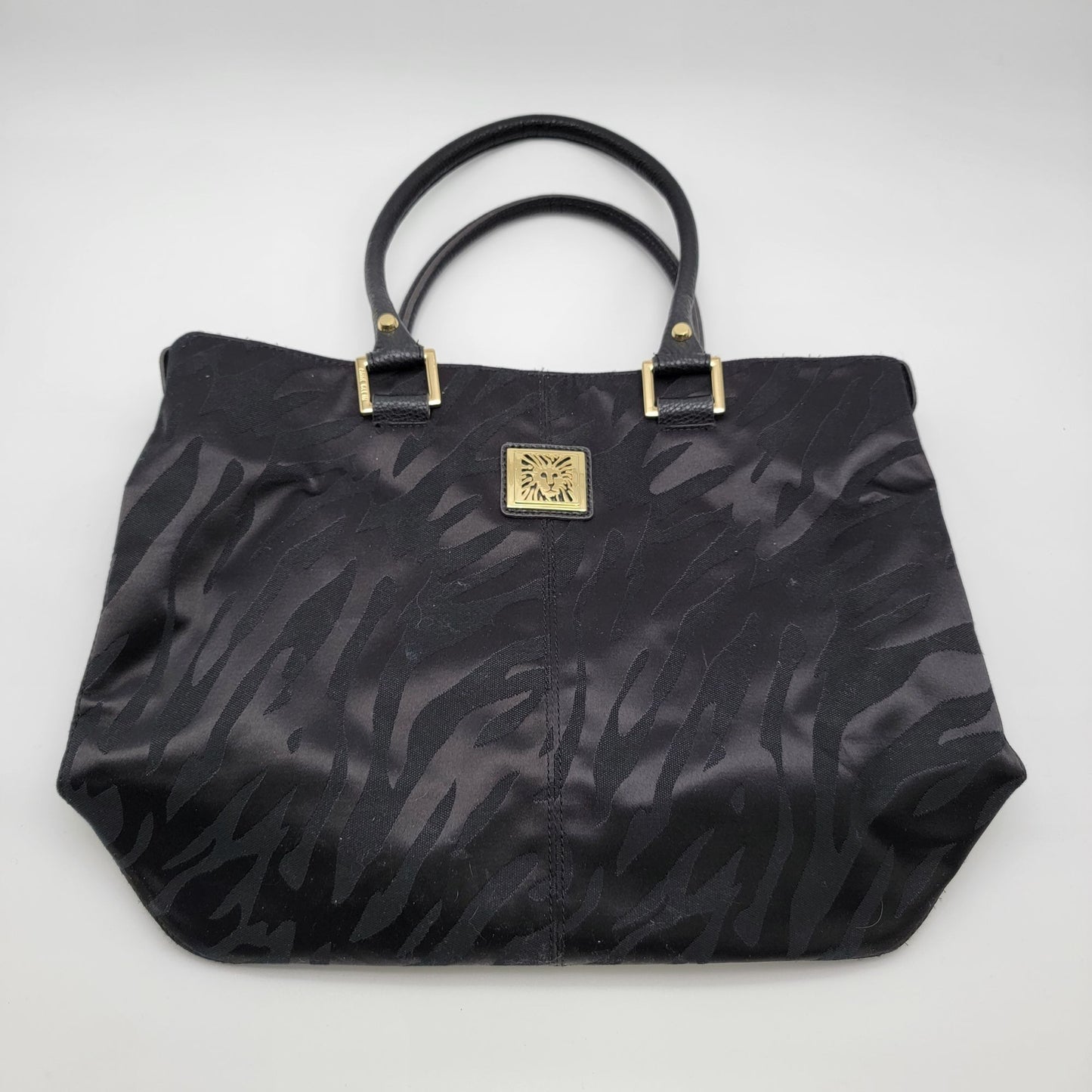 Anne Klein Black Zebra Print Satchel Tote Handbag