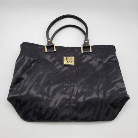 Anne Klein Black Zebra Print Satchel Tote Handbag