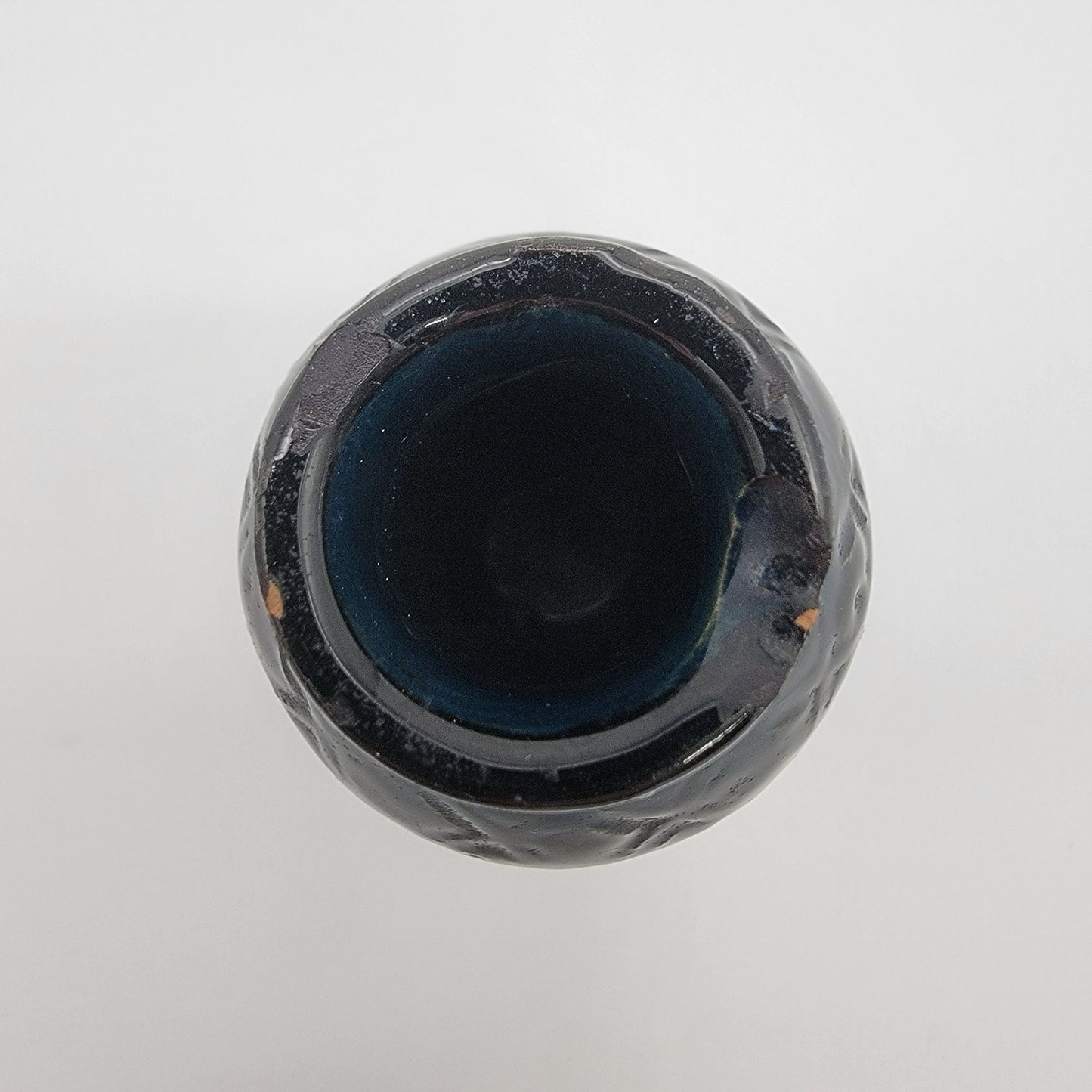 Vintage Quirky Art Pottery Vase Textured Deep Blue