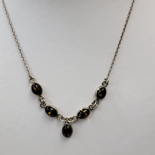 Vintage 5 Stone Baltic Amber Necklace
