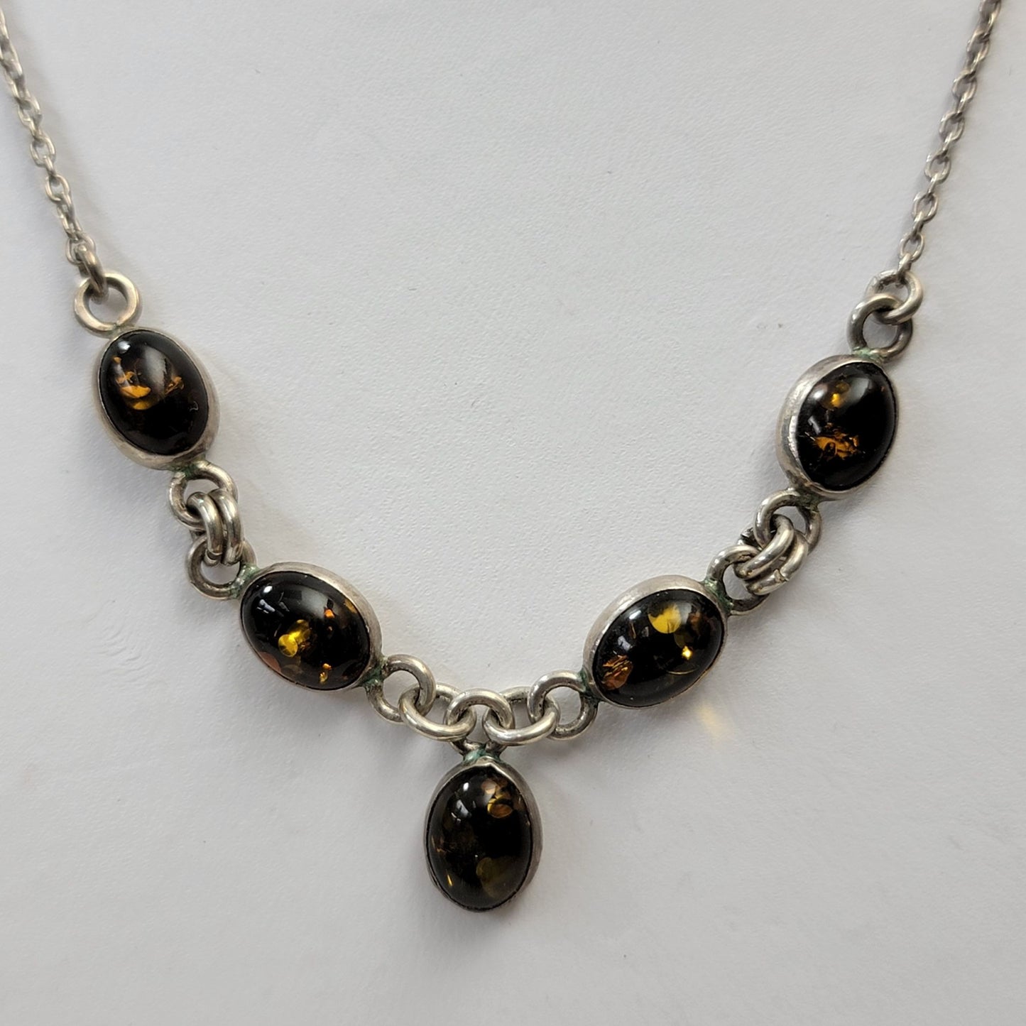 Vintage 5 Stone Baltic Amber Necklace