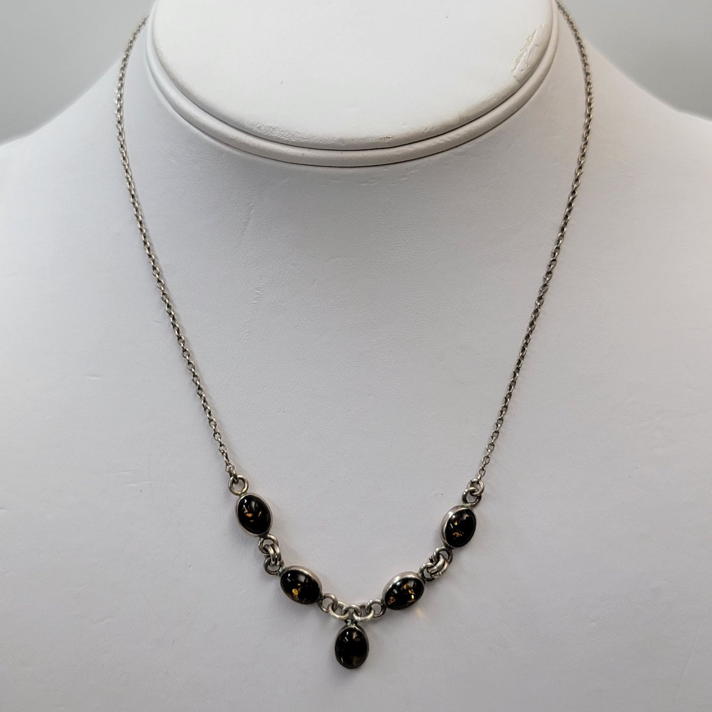 Vintage 5 Stone Baltic Amber Necklace
