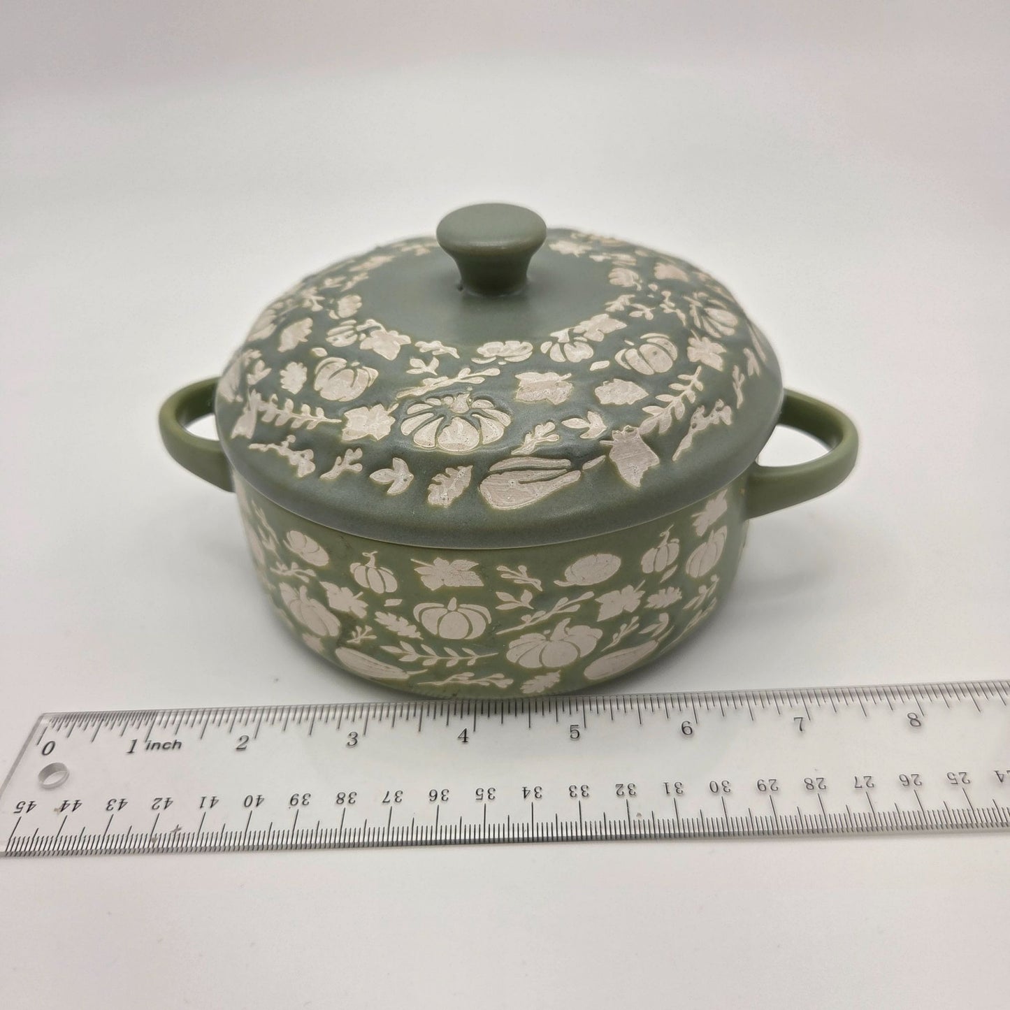Global Designs Connections Small Green Baking Dish Pumpkins