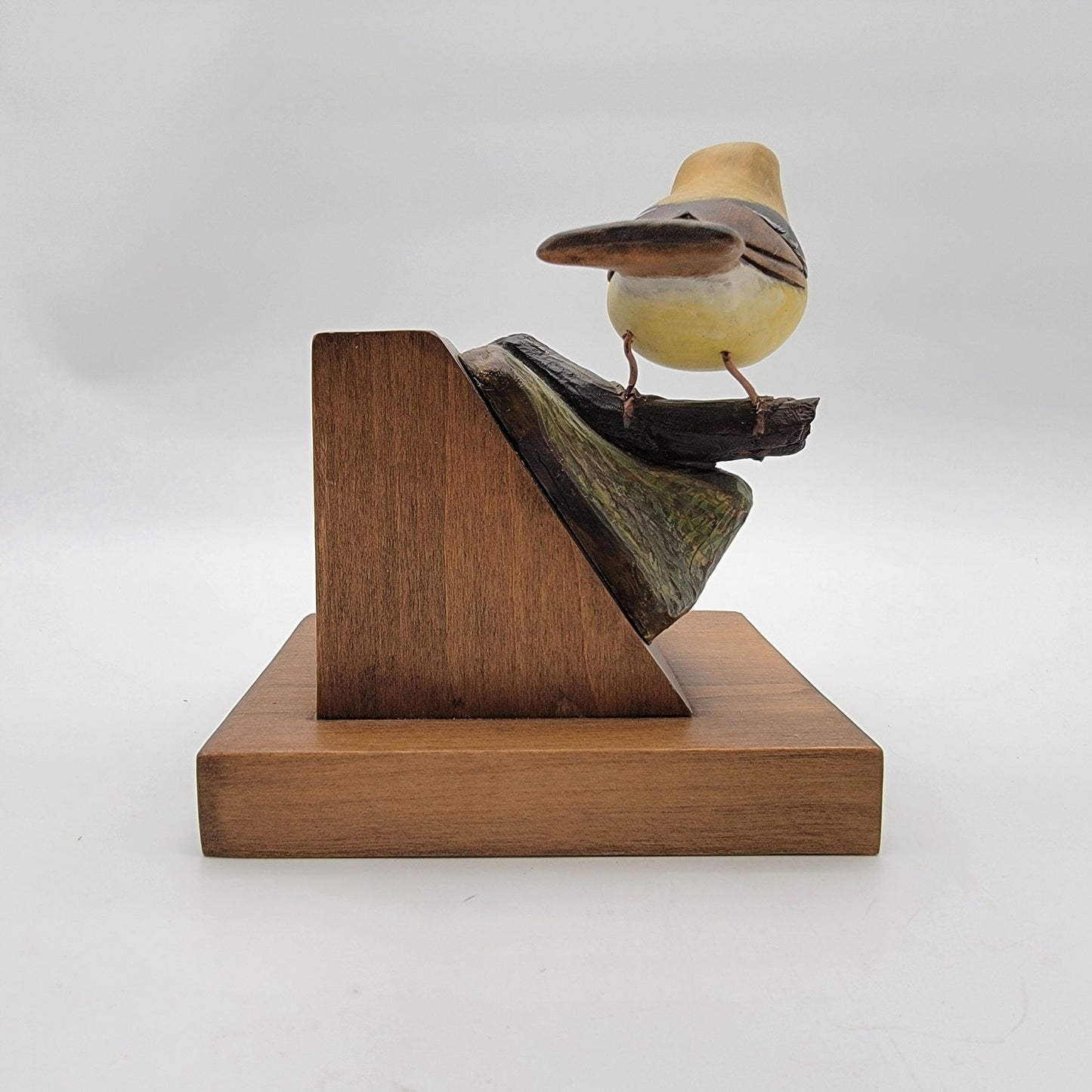 1983 Grant Goltz Hand Carved Goldfinch Wood Bird Sculpture