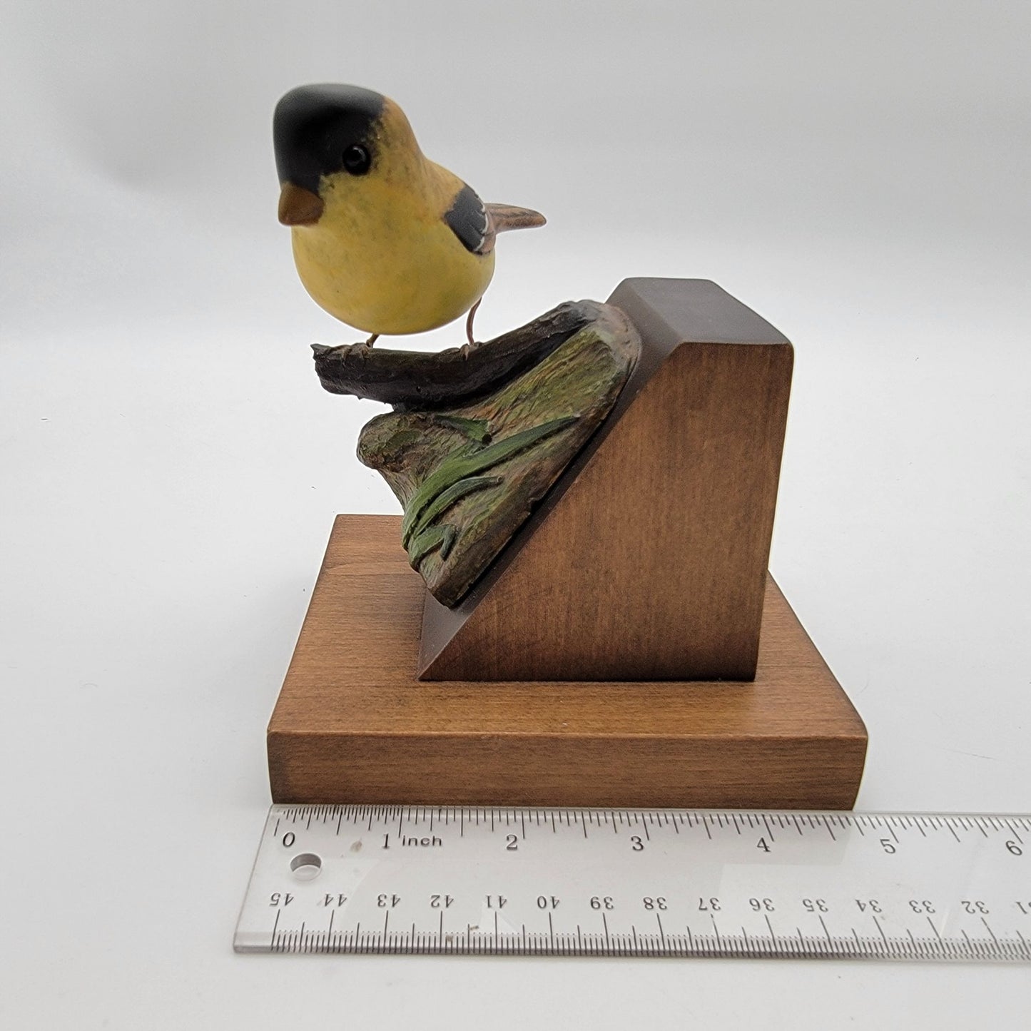 1983 Grant Goltz Hand Carved Goldfinch Wood Bird Sculpture