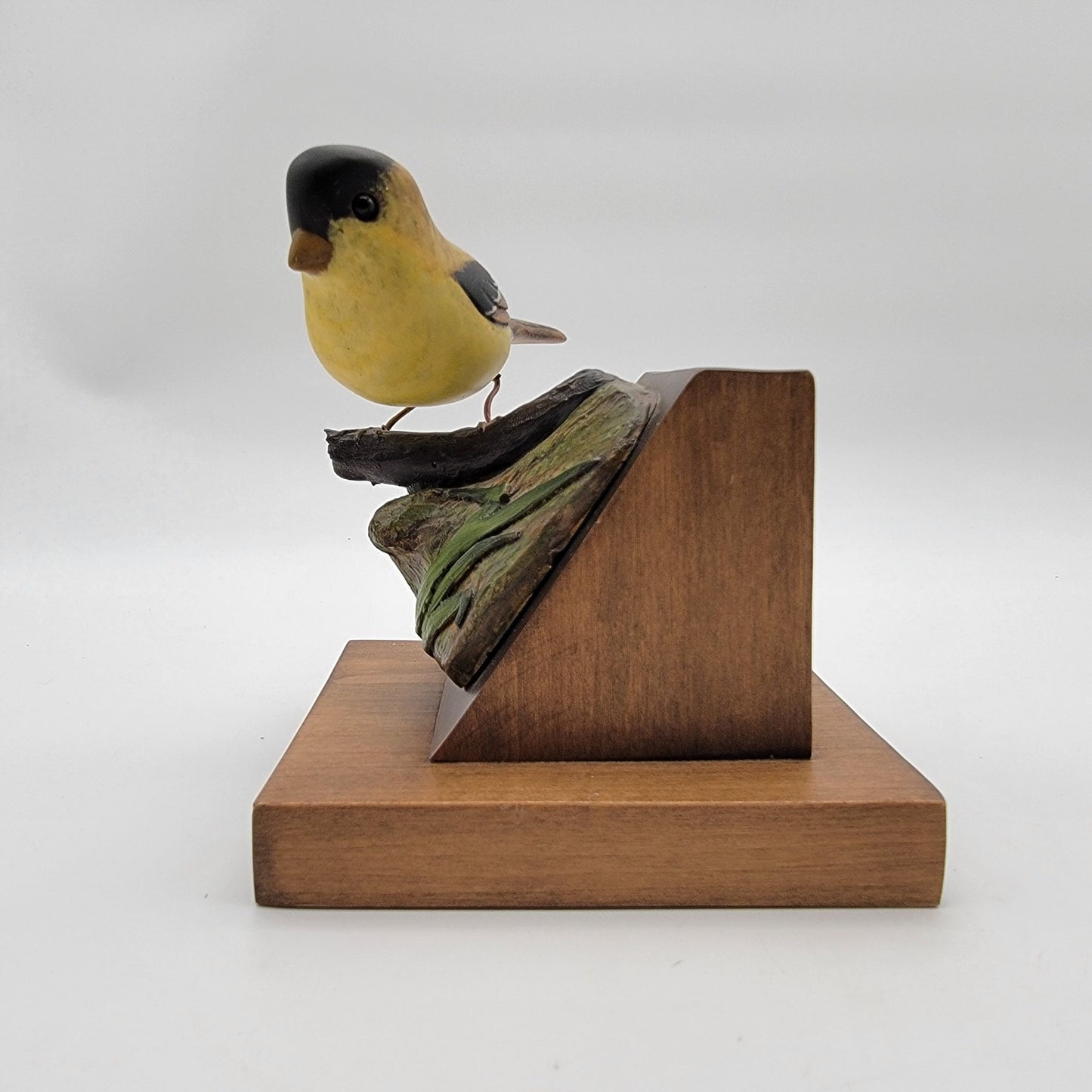 1983 Grant Goltz Hand Carved Goldfinch Wood Bird Sculpture