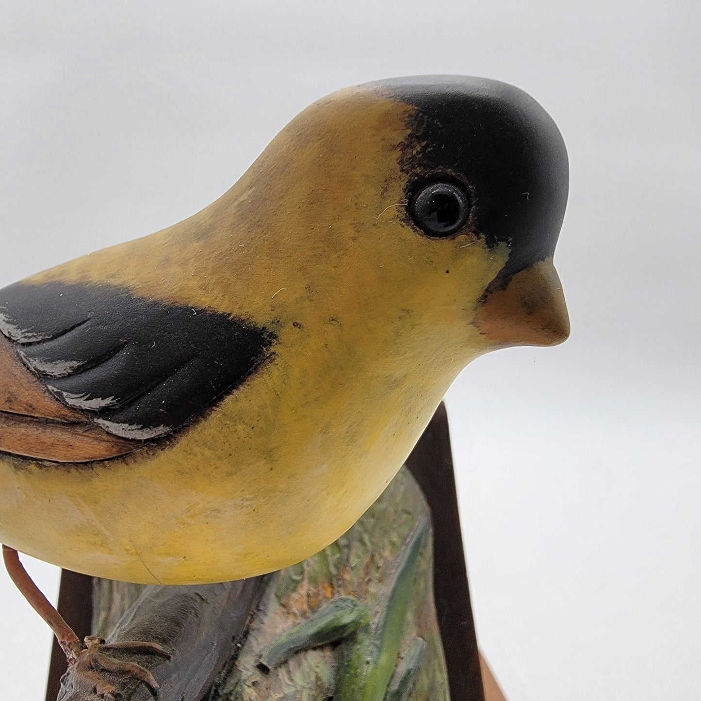 1983 Grant Goltz Hand Carved Goldfinch Wood Bird Sculpture