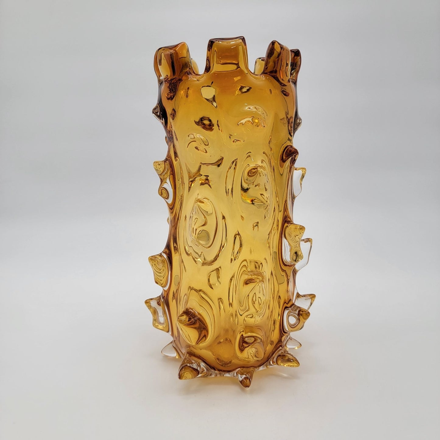 Vintage Murano Barovier & Toso Amber Mugnoni Art Glass Vase