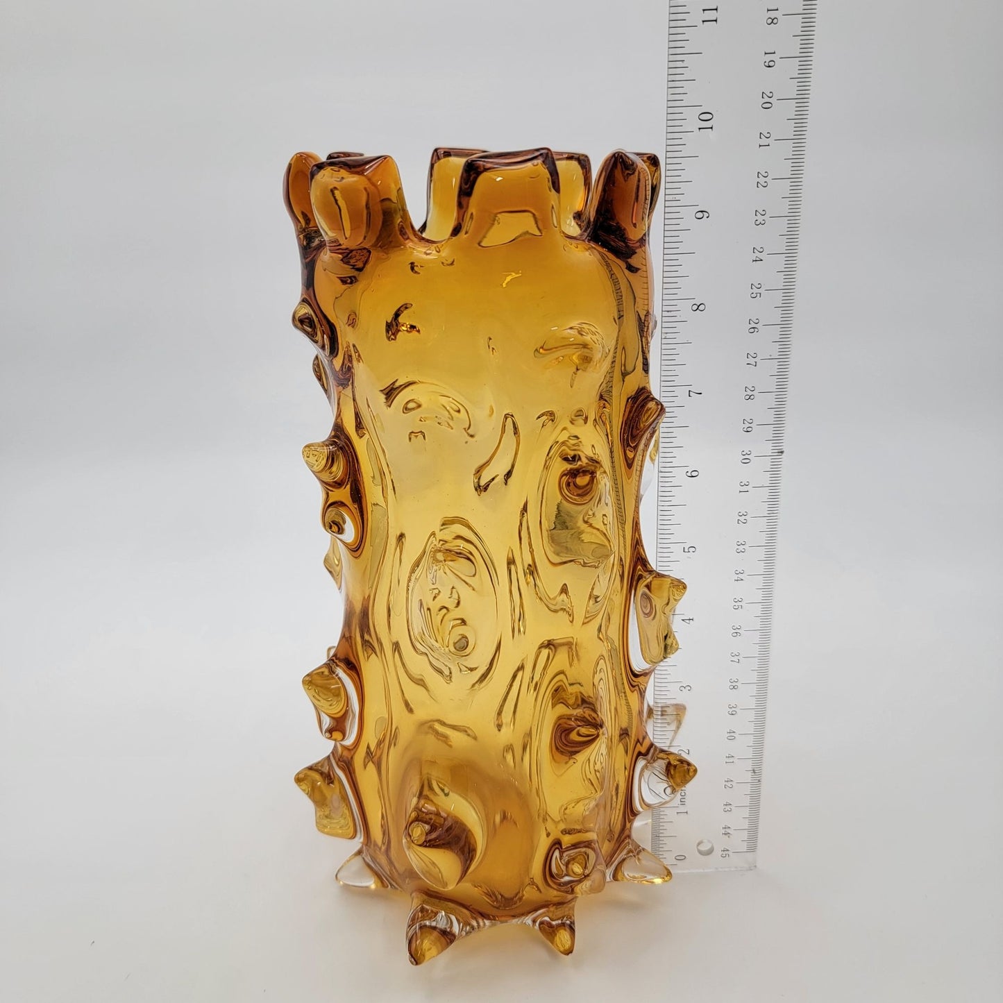 Vintage Murano Barovier & Toso Amber Mugnoni Art Glass Vase