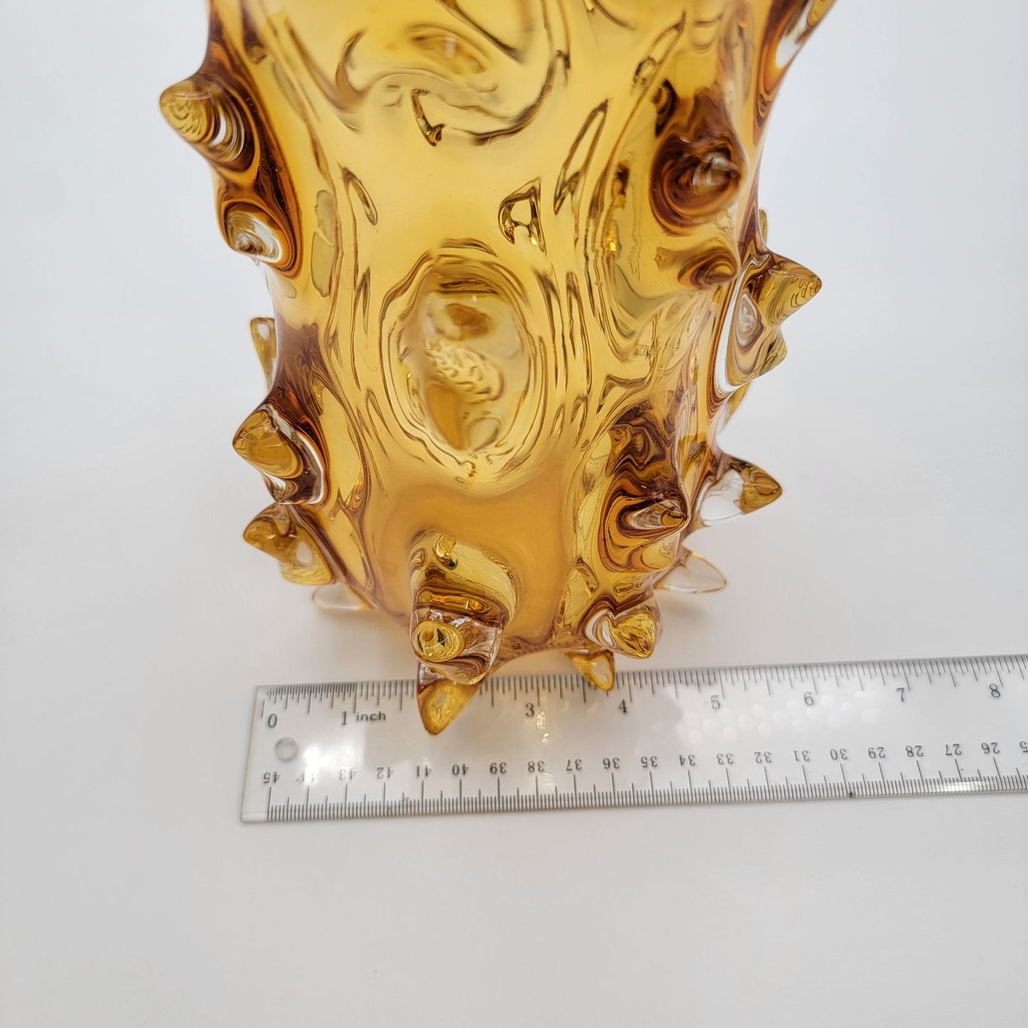 Vintage Murano Barovier & Toso Amber Mugnoni Art Glass Vase