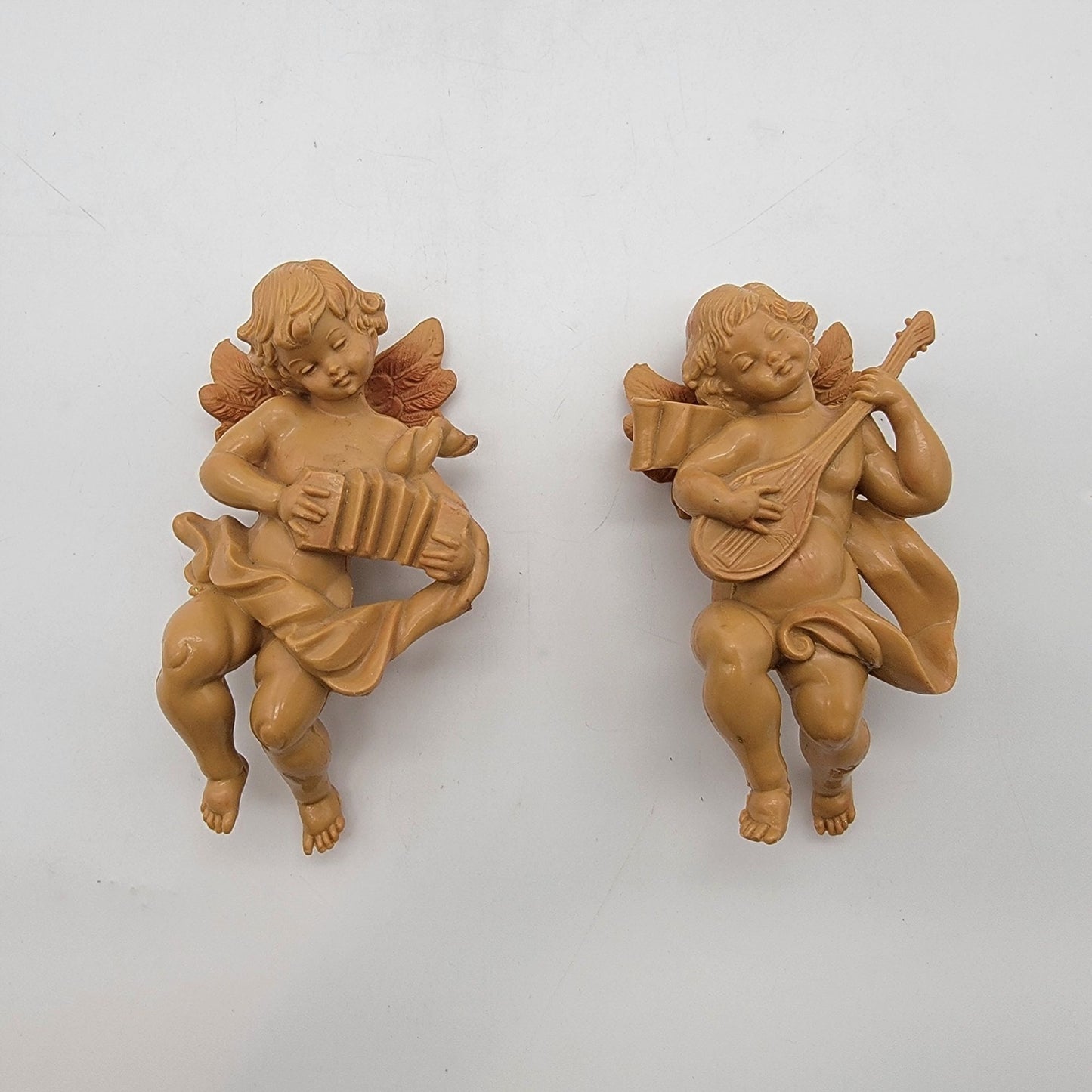 Pair Of Vintage Italian Fontanini Cherub Angels Figures