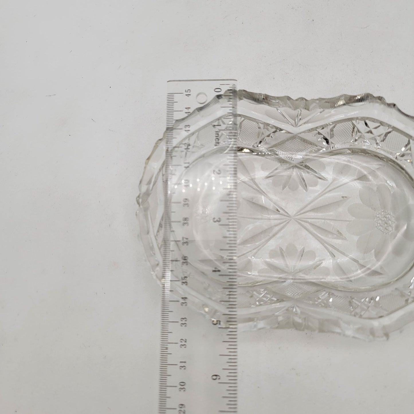 Antique 1920's American Brilliant Cut Glass Relish Serving Dish Floral Pattern