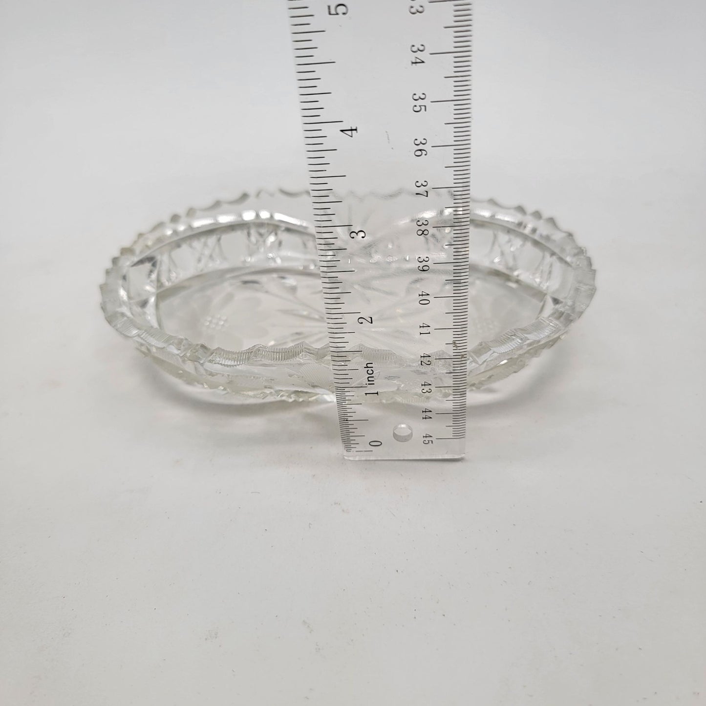 Antique 1920's American Brilliant Cut Glass Relish Serving Dish Floral Pattern