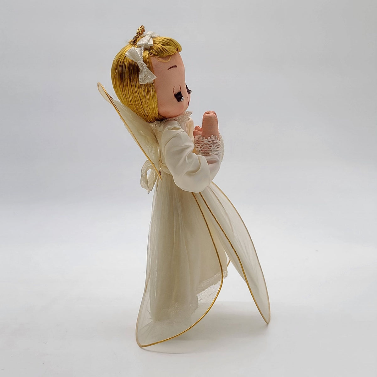 1950s Vintage Tulle Praying Angel Doll Christmas Tree Topper