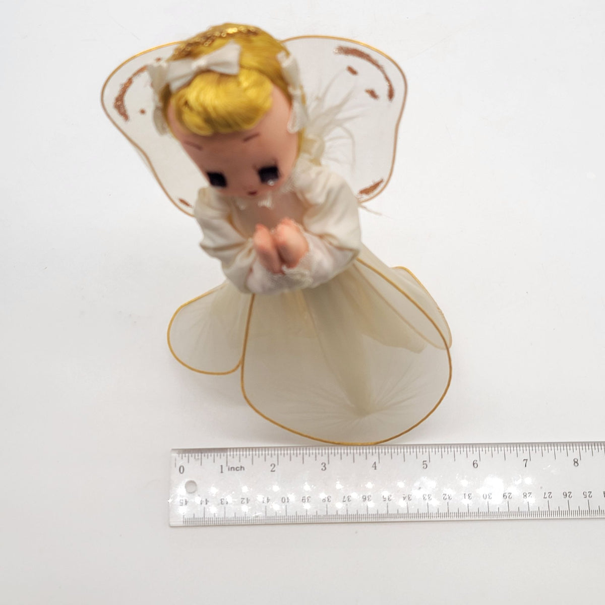 1950s Vintage Tulle Praying Angel Doll Christmas Tree Topper
